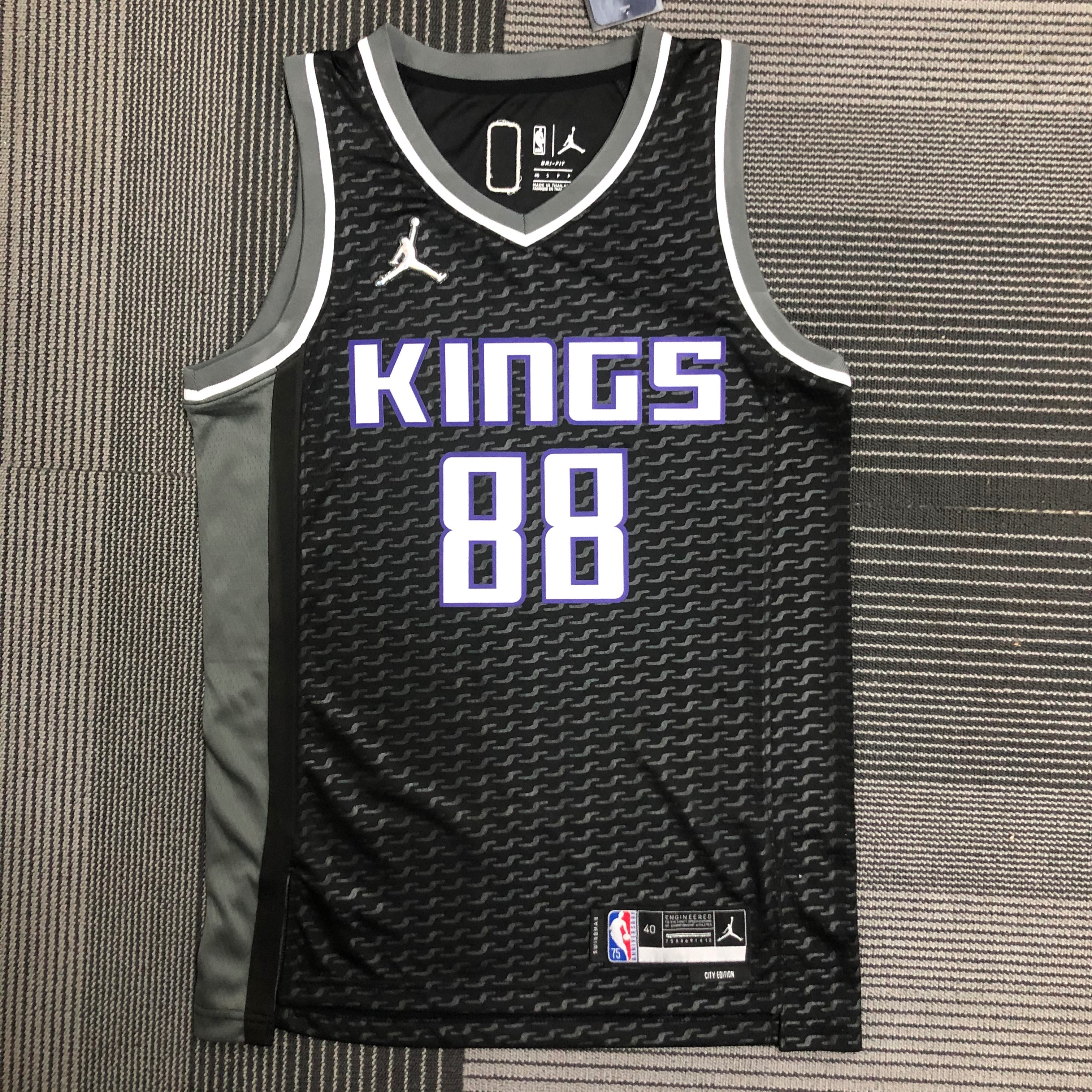 NBA Jordan Logo Sacramento Kings Black #88 QUETA Jersey High Quality Name and Number Print - leoleo123123