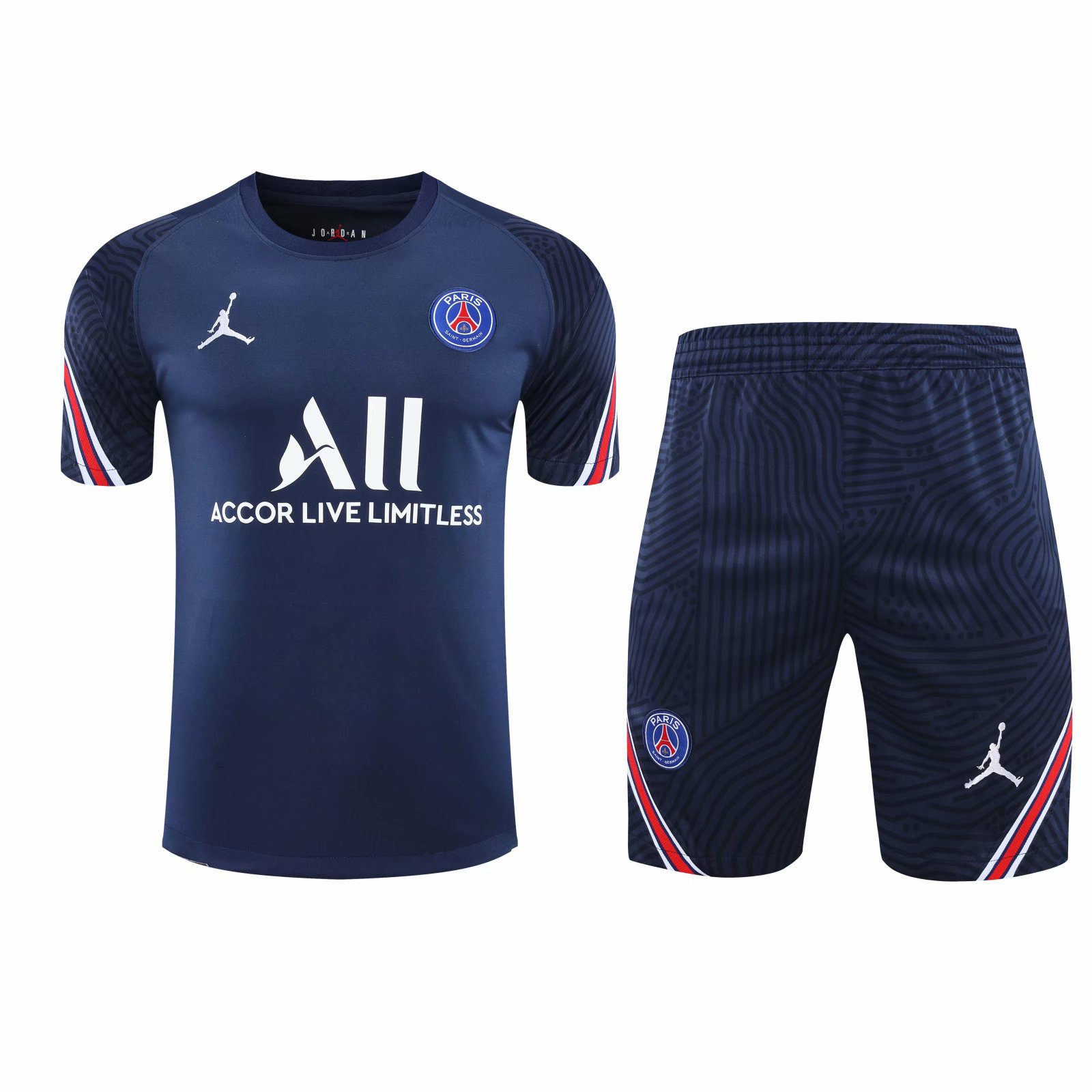 New 2021 PSG Blue Training Set--Short Sleeve and Short Pant Training Tracksuit - leoleo123123