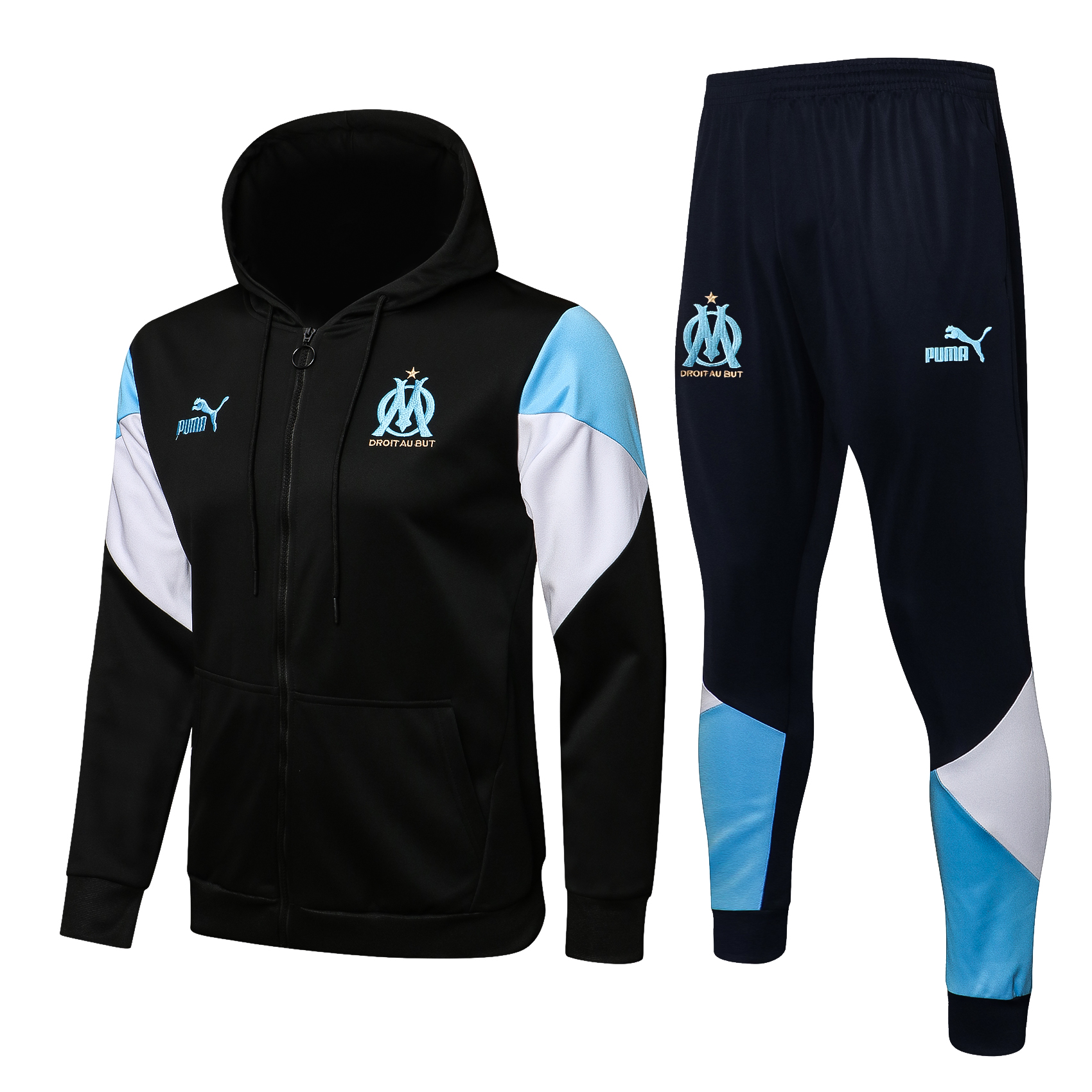 21-22 Marseille Black Jacket Tracksuit with Cap Thai Quality - leoleo123123