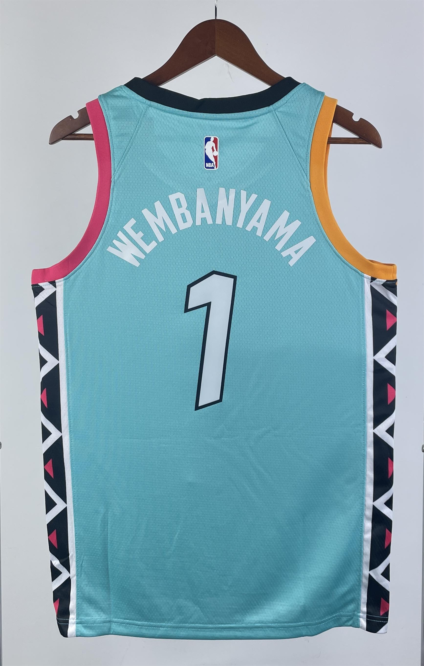 NBA Men 2023 San Antonio Spurs Blue #1 WEMBANYAMA Jersey High Quality Name and Number Print - leoleo123123