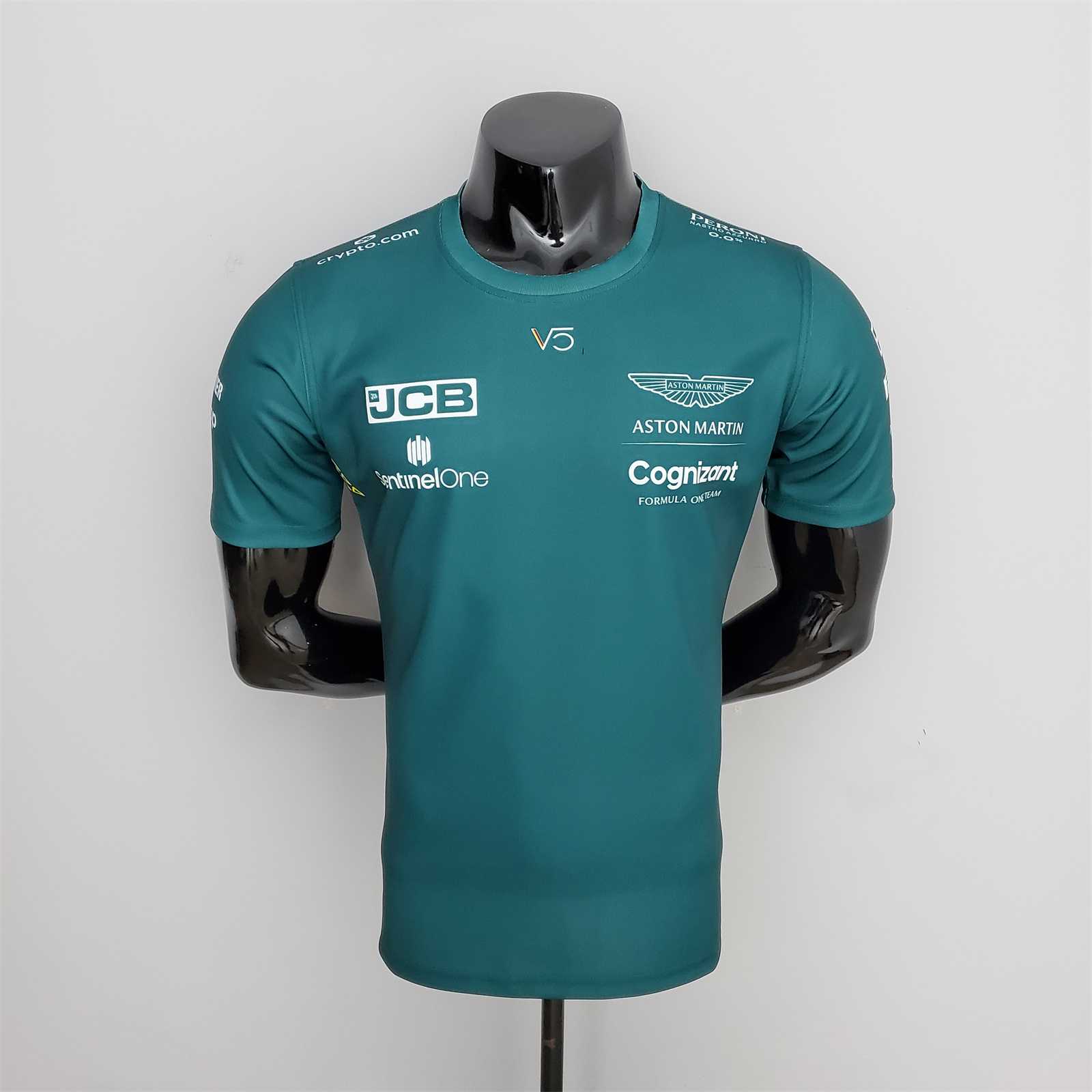2023 Aston Martin Cognizant F1 Team Round Collar With VETTEL 5 T-Shirt - leoleo123123