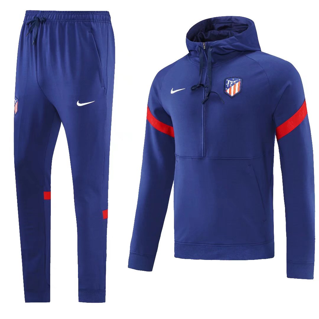 21-22 At Madrid Blue Jacket with Cap Tracksuit Thai Quality - leoleo123123
