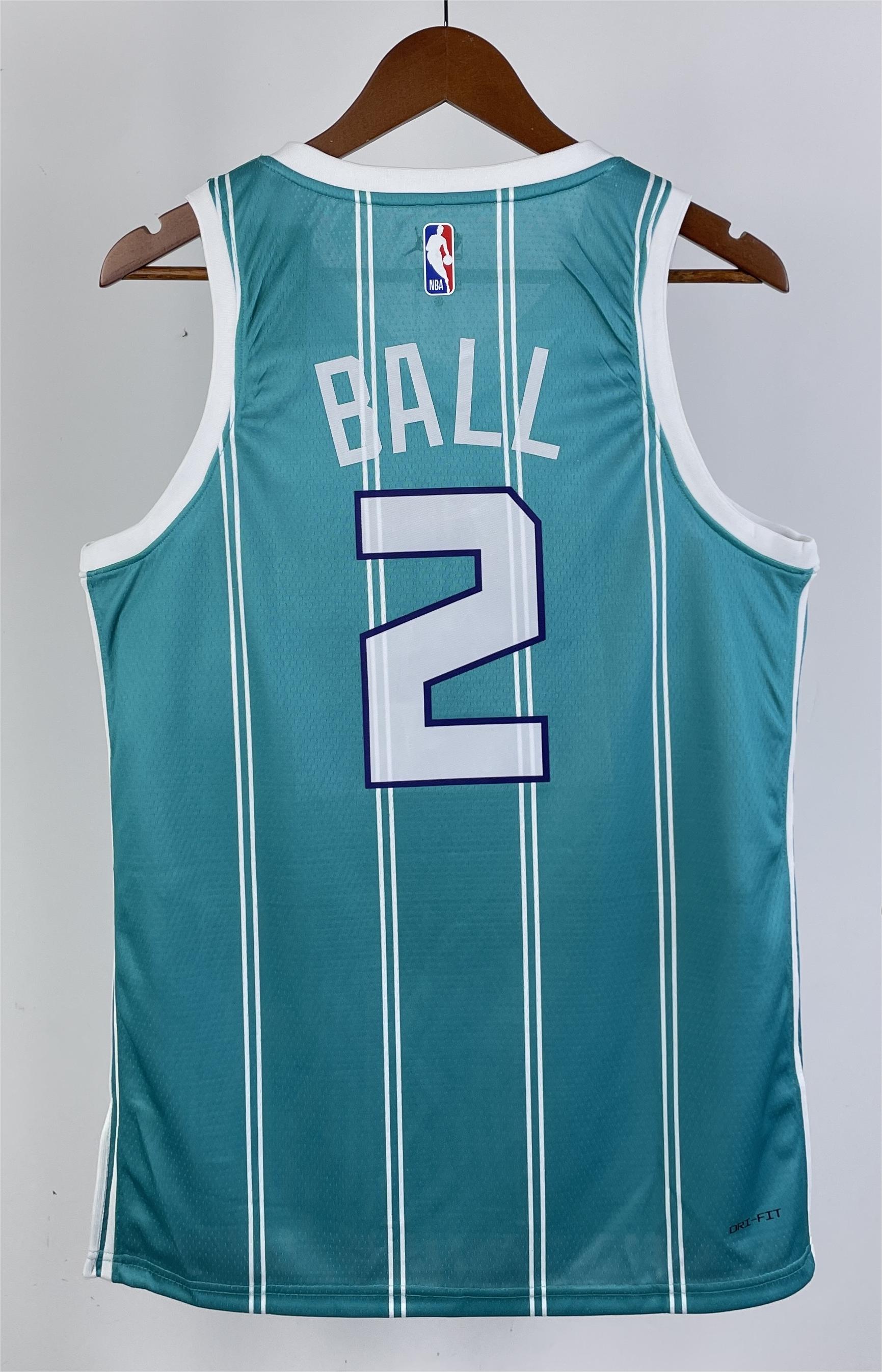 NBA Men 2023 Charlotte Hornets Green #2 BALL Jersey High Quality Name and Number Print - leoleo123123