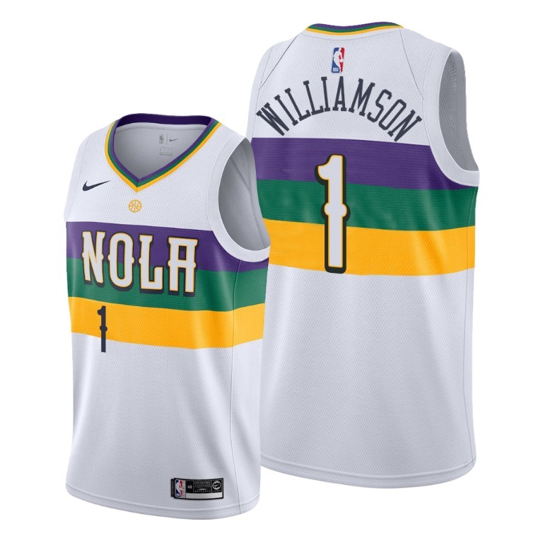 NBA Men New Orleans Pelicans White City #1 WILLIAMSON Jersey High Quality Name and Number Print - leoleo123123