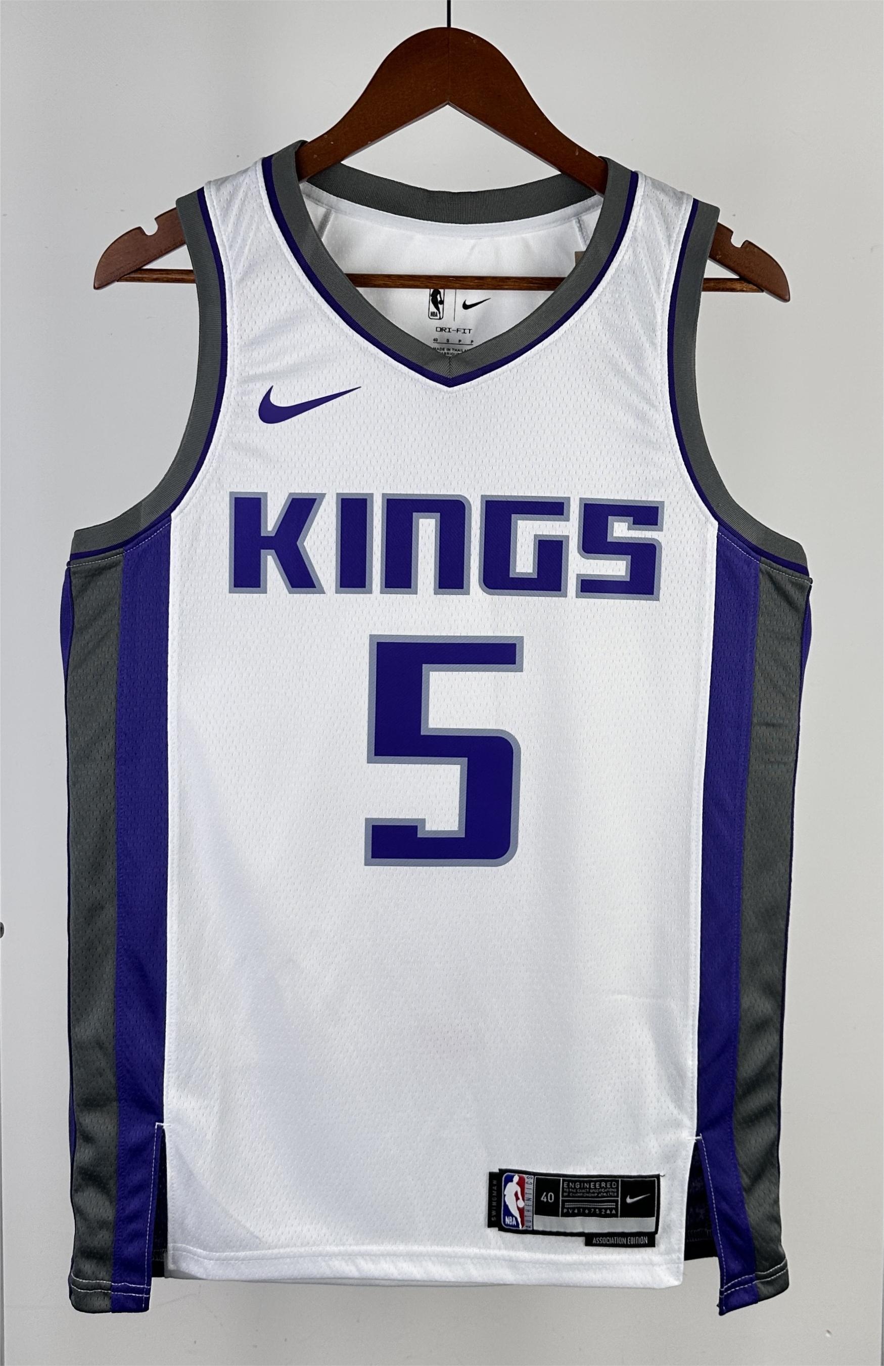 NBA Men 2023 Sacramento Kings White #5 FOX Jersey High Quality Name and Number Print - leoleo123123