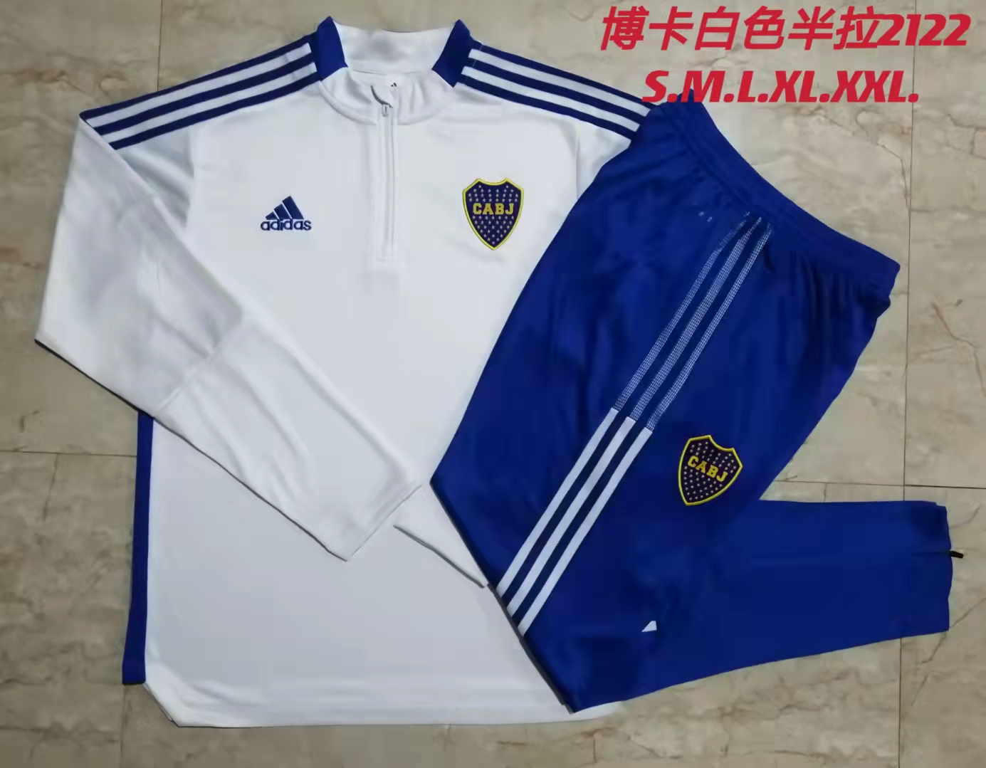 21-22 Boca White with Zipper Sweater Tracksuit Thai Quality - leoleo123123