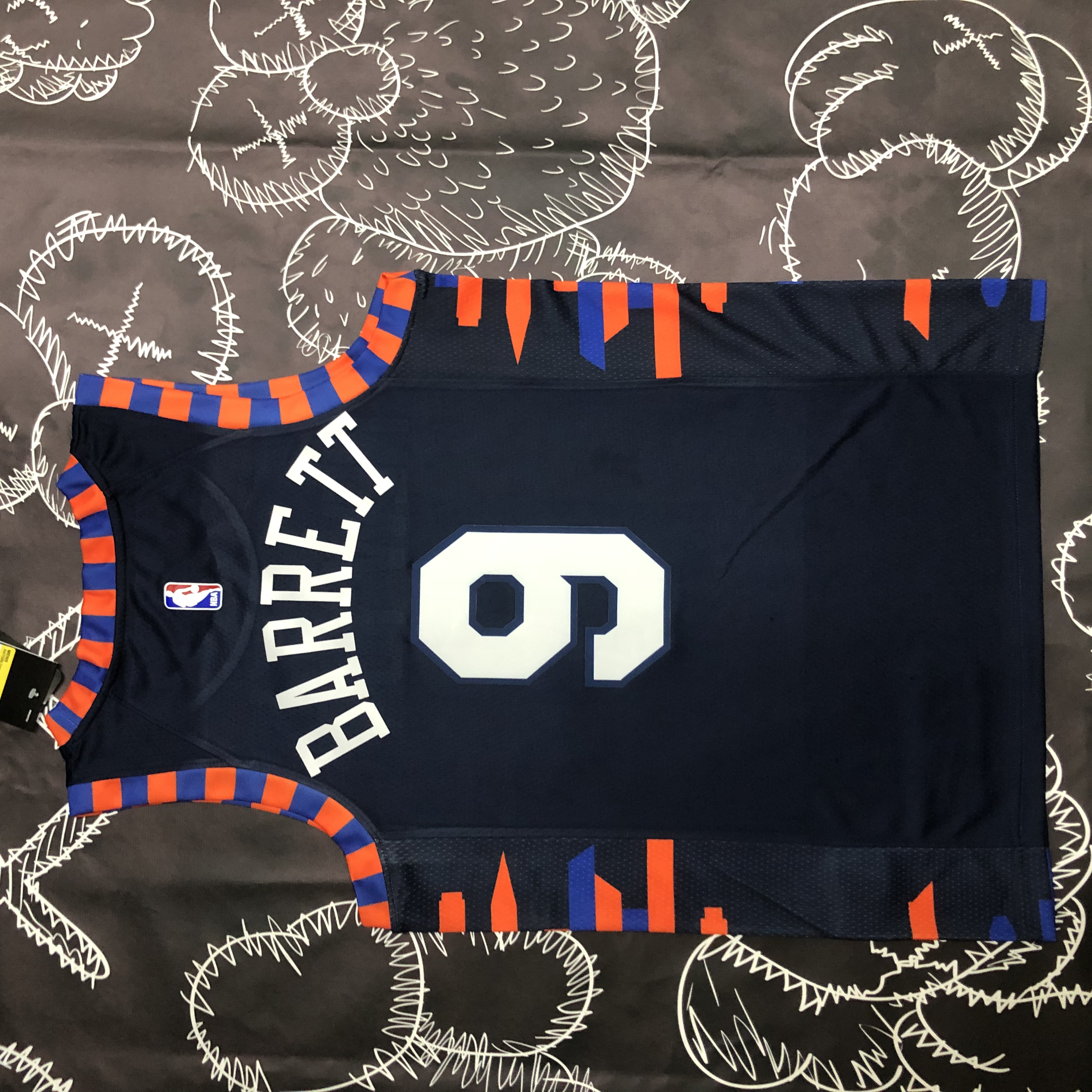 NBA Men New York Knicks Dark Blue #9 BARRETT Jersey High Quality Name and Number Print - leoleo123123