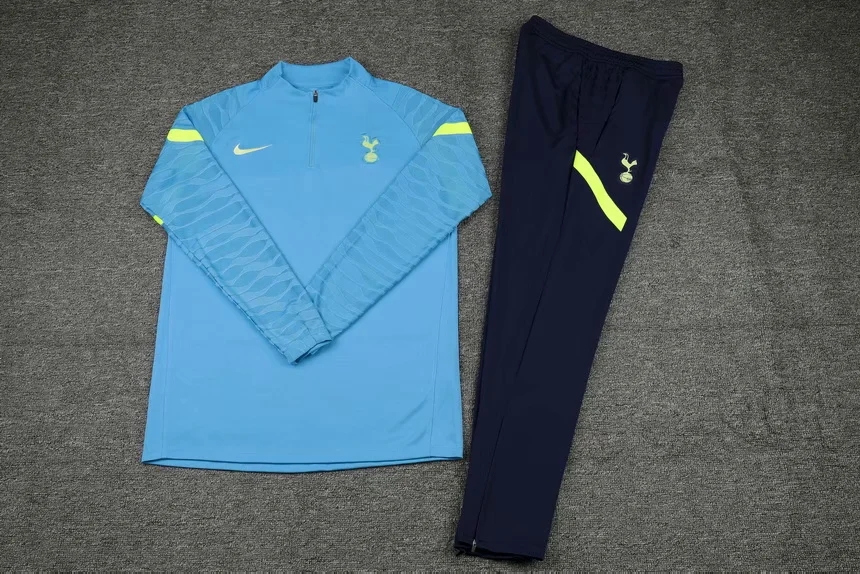 21-22 Tottenham Blue with Zipper Sweater Tracksuit Thai Quality - leoleo123123