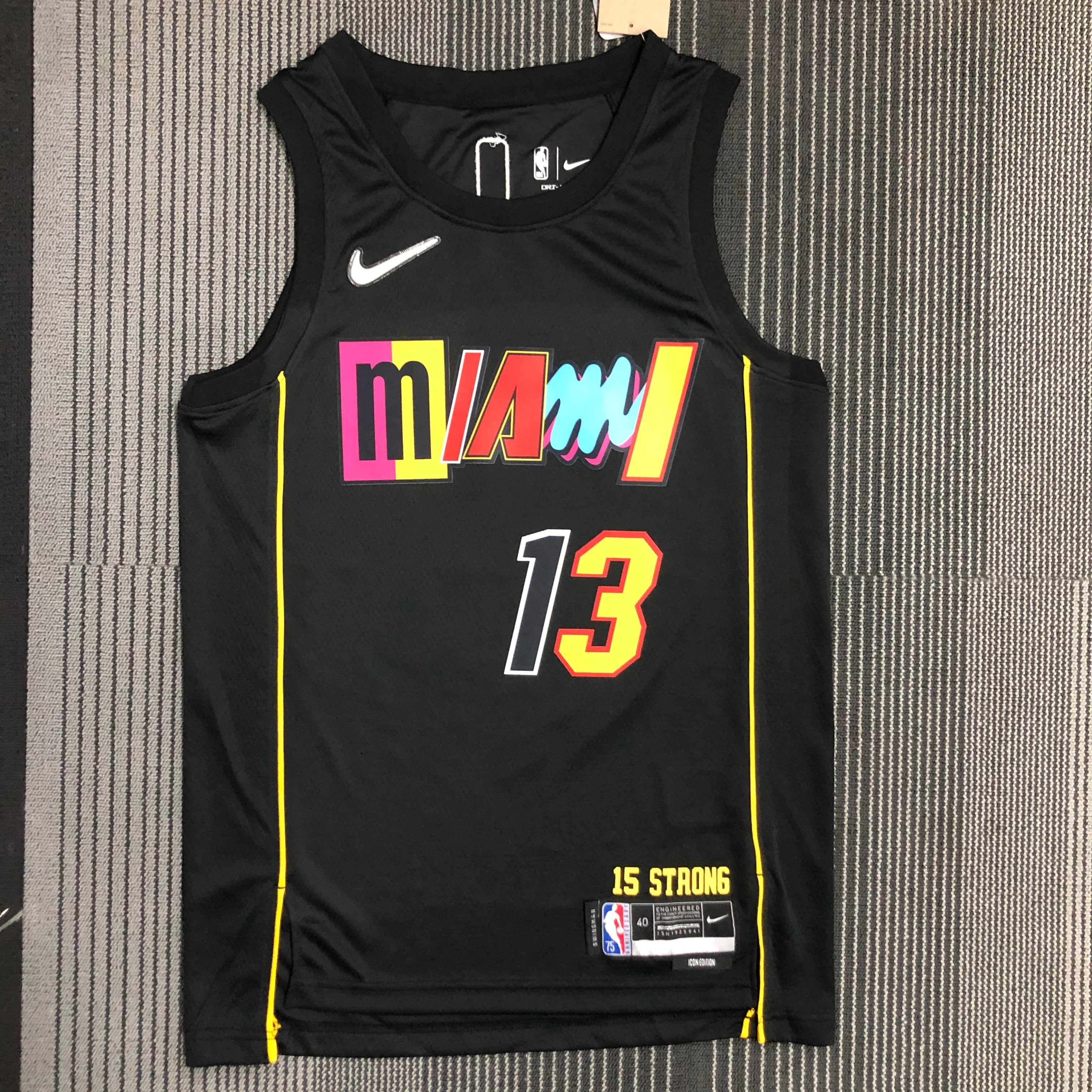 NBA Men 75th Anniversary Season 2022 Miami Heat Black #13 ADEBAYO Jersey High Quality Name and Number Print - leoleo123123