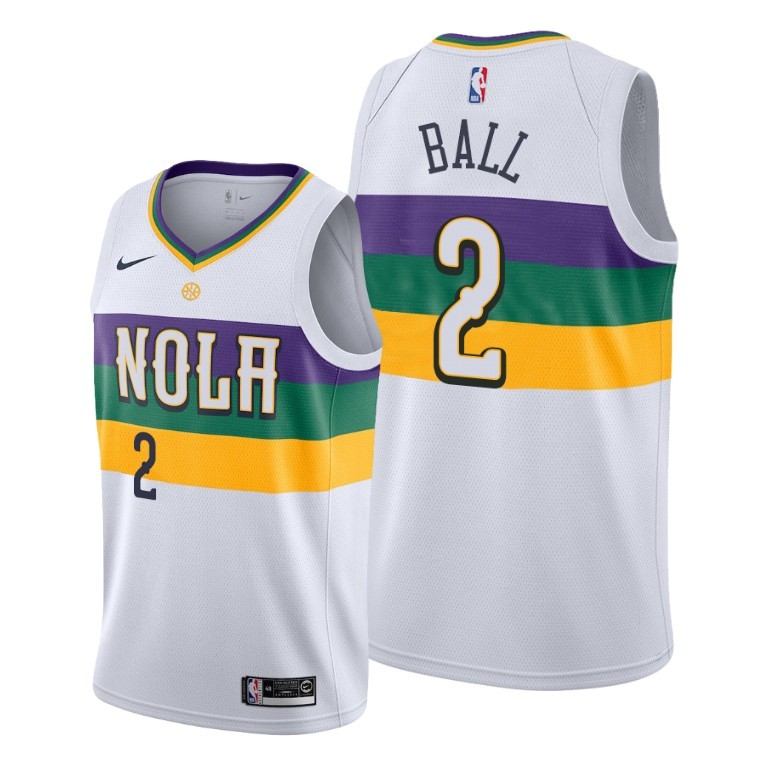 NBA Men New Orleans Pelicans White City #2 BALL Jersey High Quality Name and Number Print - leoleo123123