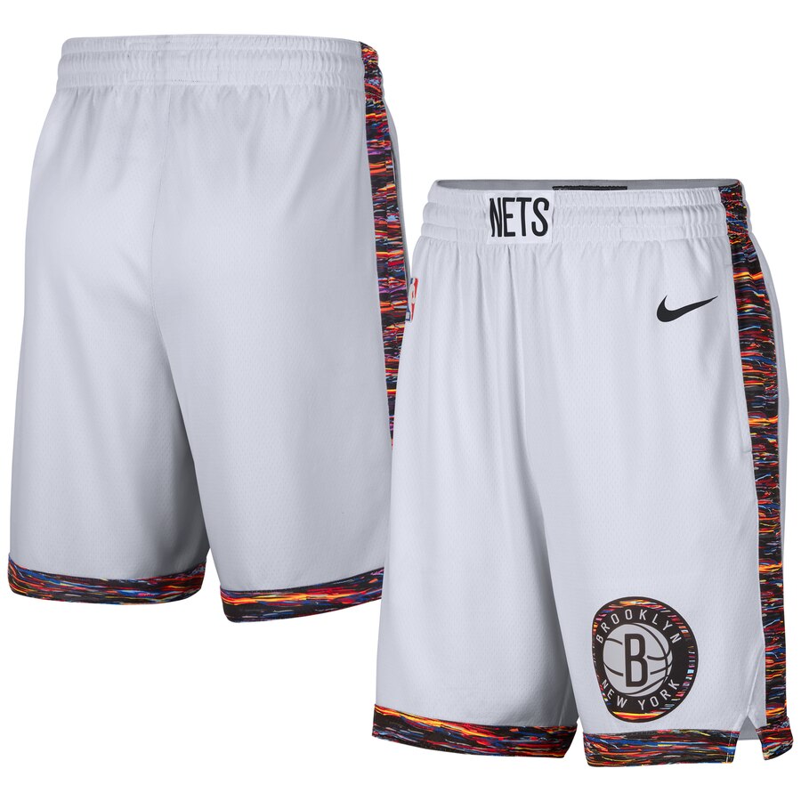 NBA Men New Brooklyn Nets White City Pant Short High Quality Name and Number Print - leoleo123123