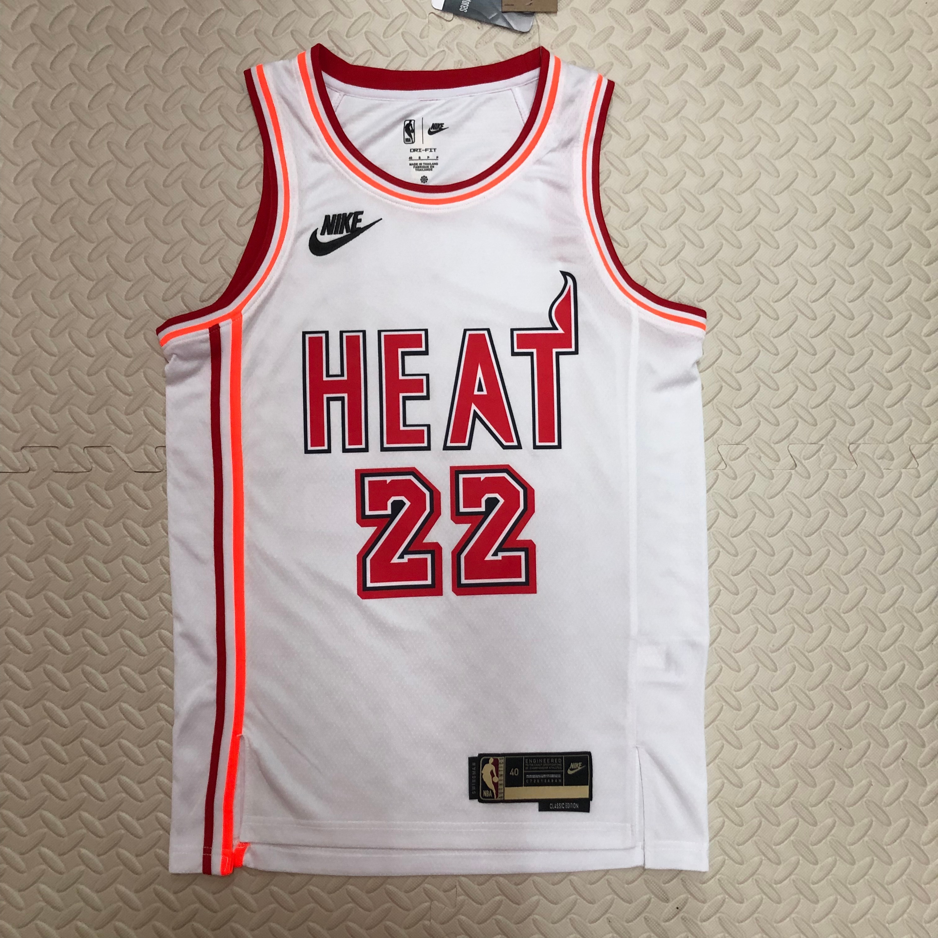 NBA Men Season 2023 Miami Heat White Retro #22 BUTLER Jersey High Quality Name and Number Print - leoleo123123