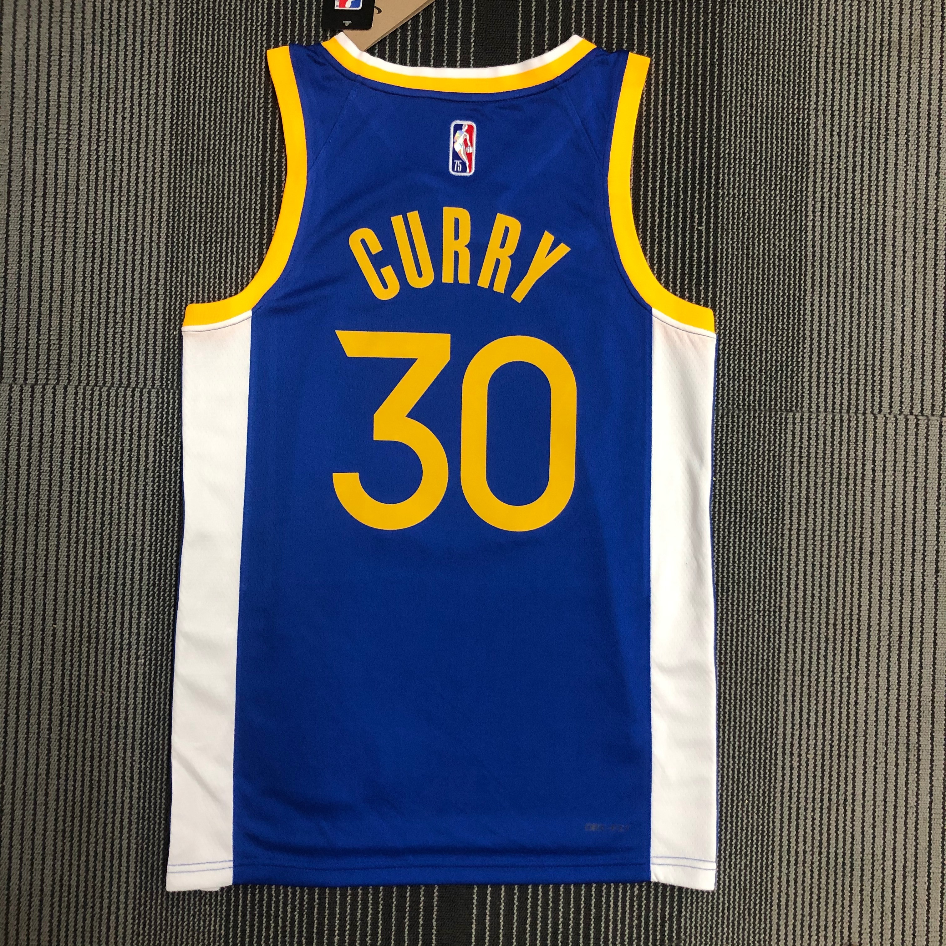 NBA Men 75th Anniversary Golden State Warriors Blue V-neck #30 CURRY Jersey High Quality Name and Number Print - leoleo123123