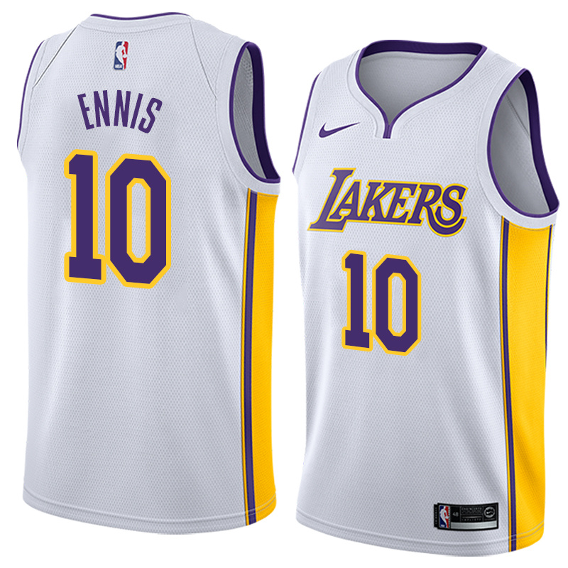 NBA Men Los Angeles Lakers #10 ENNIS White V-neck Jersey High Quality Name and Number Print - leoleo123123