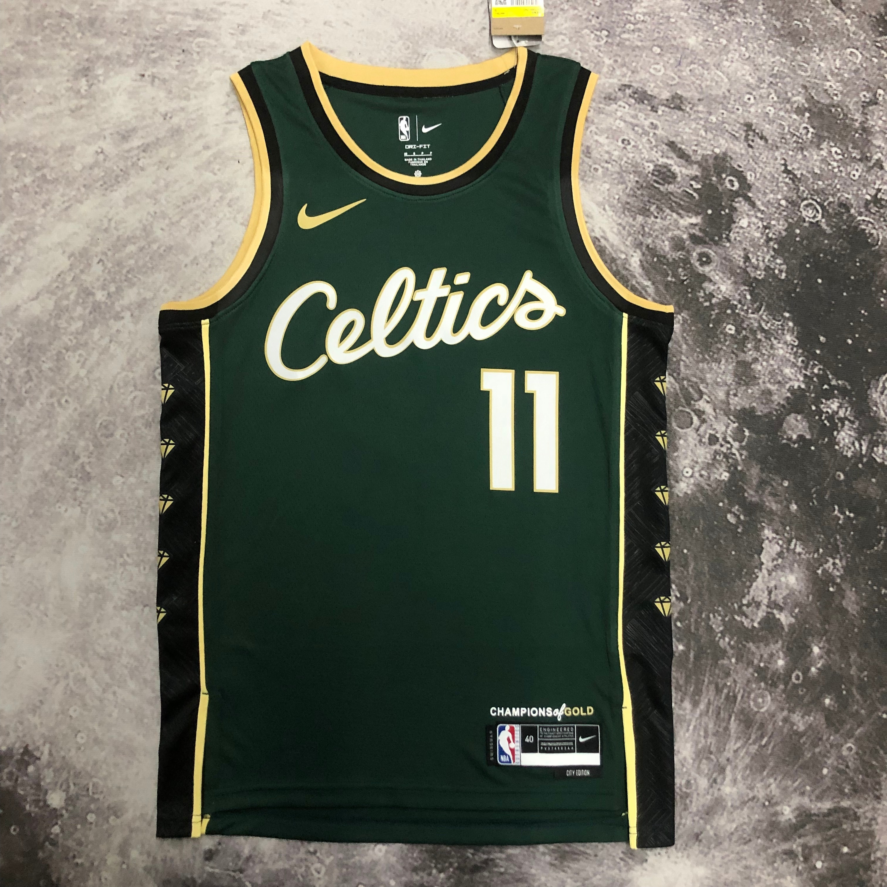 NBA Men Season 2023 Boston Celtics Dark Green City Version #11 IRVING Jersey High Quality Name and Number Print - leoleo123123
