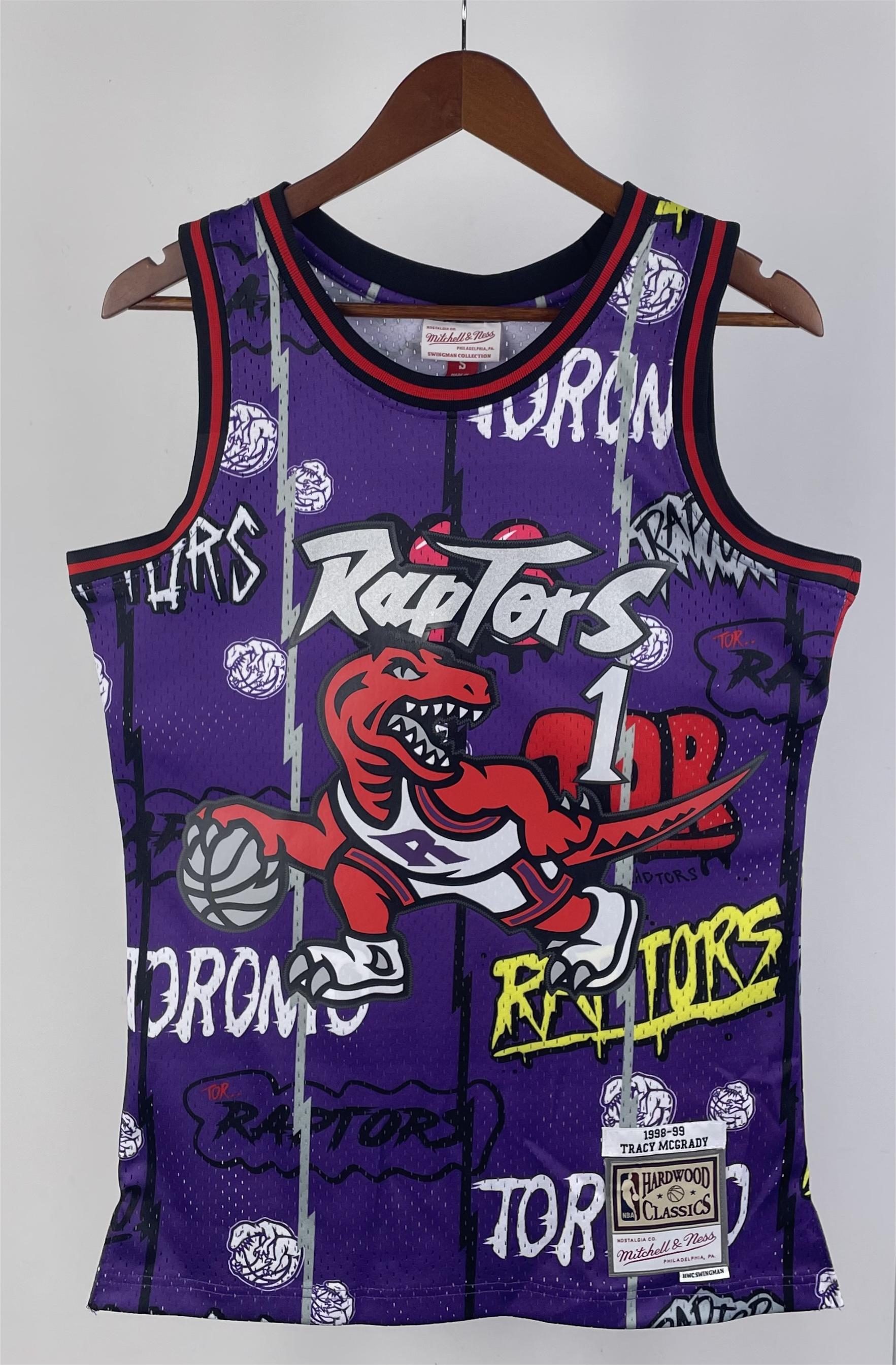 NBA Men Season 1998-99 Toronto Raptors Retro Purple #1 McGRADY Swingman Jersey - leoleo123123