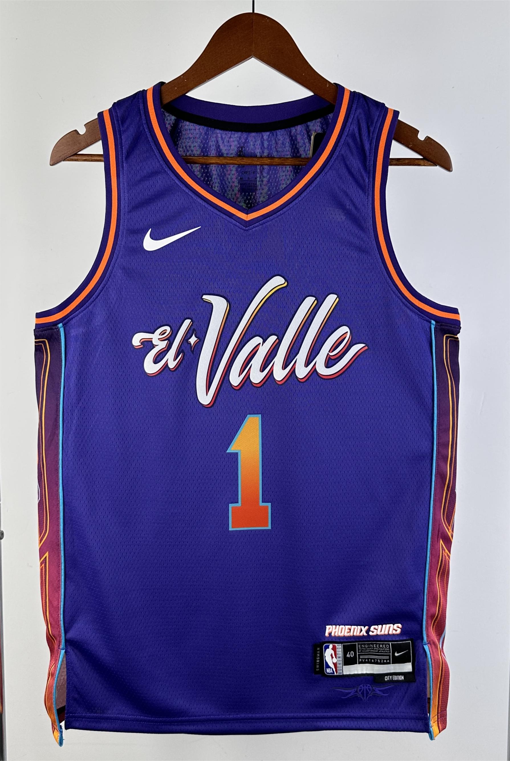 NBA Men 2024 Phoenix Suns Purple City Edition #1 BOOKER Jersey High Quality Name and Number Print - leoleo123123