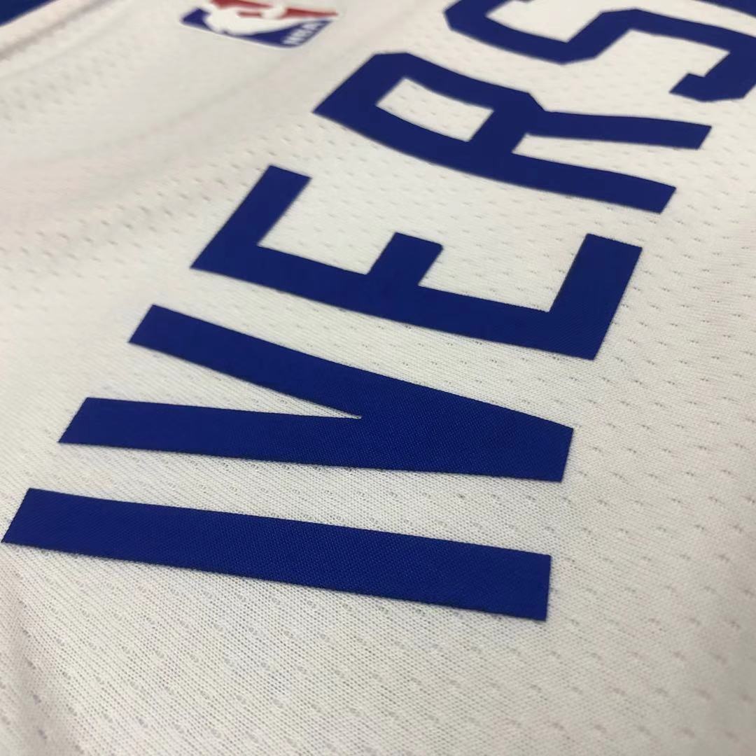 NBA Men Philadelphia 76ers 19-20 Season White #3 IVERSON Jersey High Quality Name and Number Print - leoleo123123