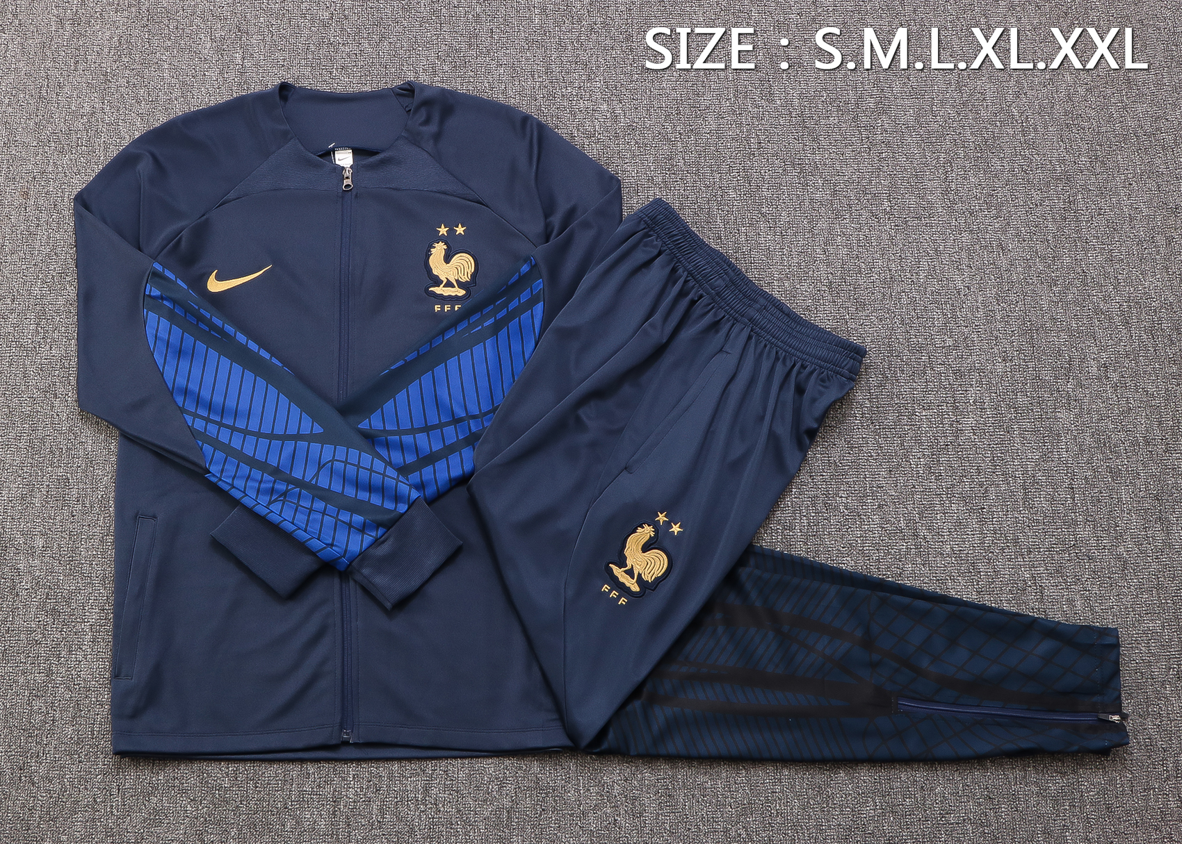 22-23 France Navy Blue with Blue sleeves Jacket Tracksuit Thai Quality - leoleo123123