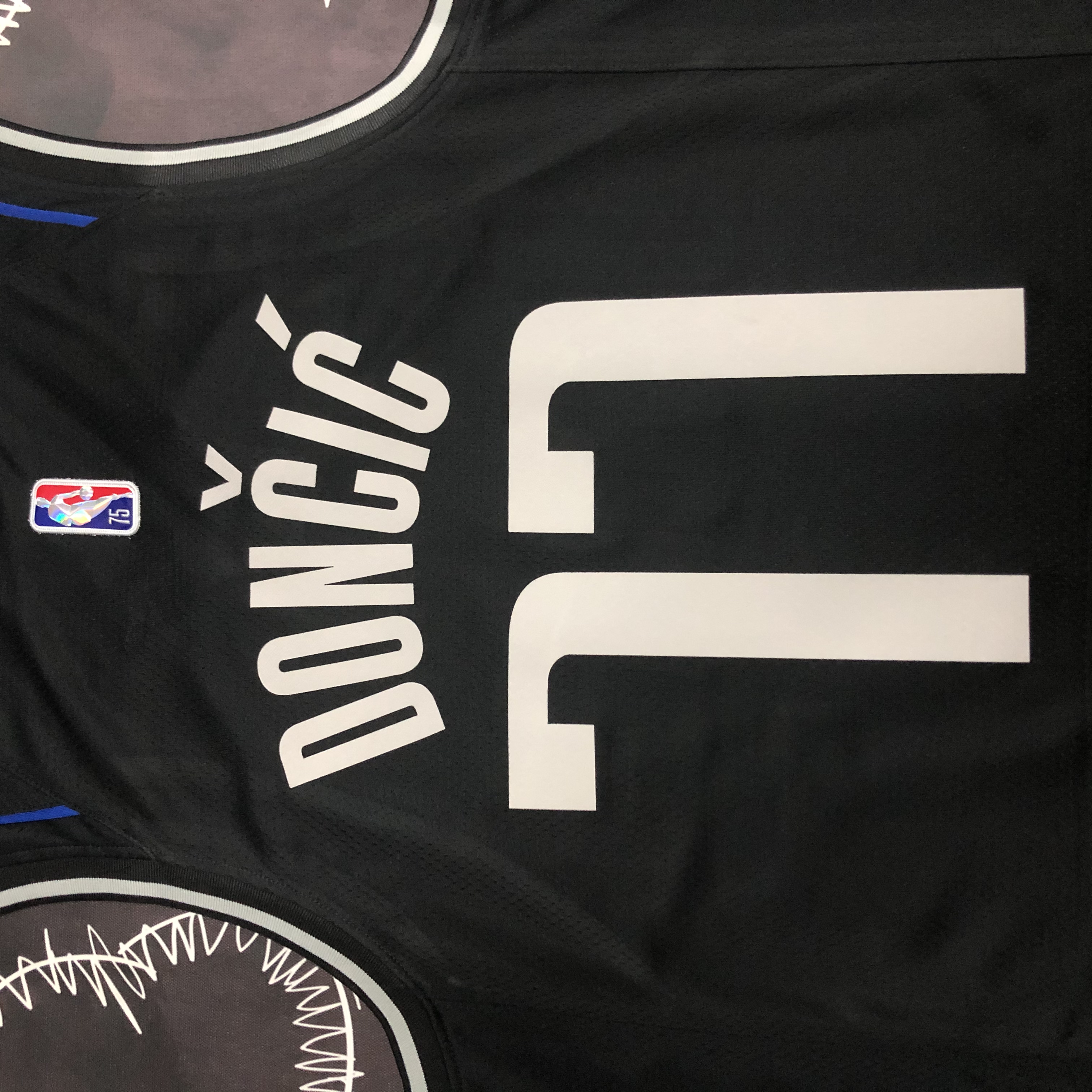 NBA Men 75th Anniversary Dallas Mavericks Select Series Black #77 DONCIC Jersey High Quality Name and Number Print - leoleo123123