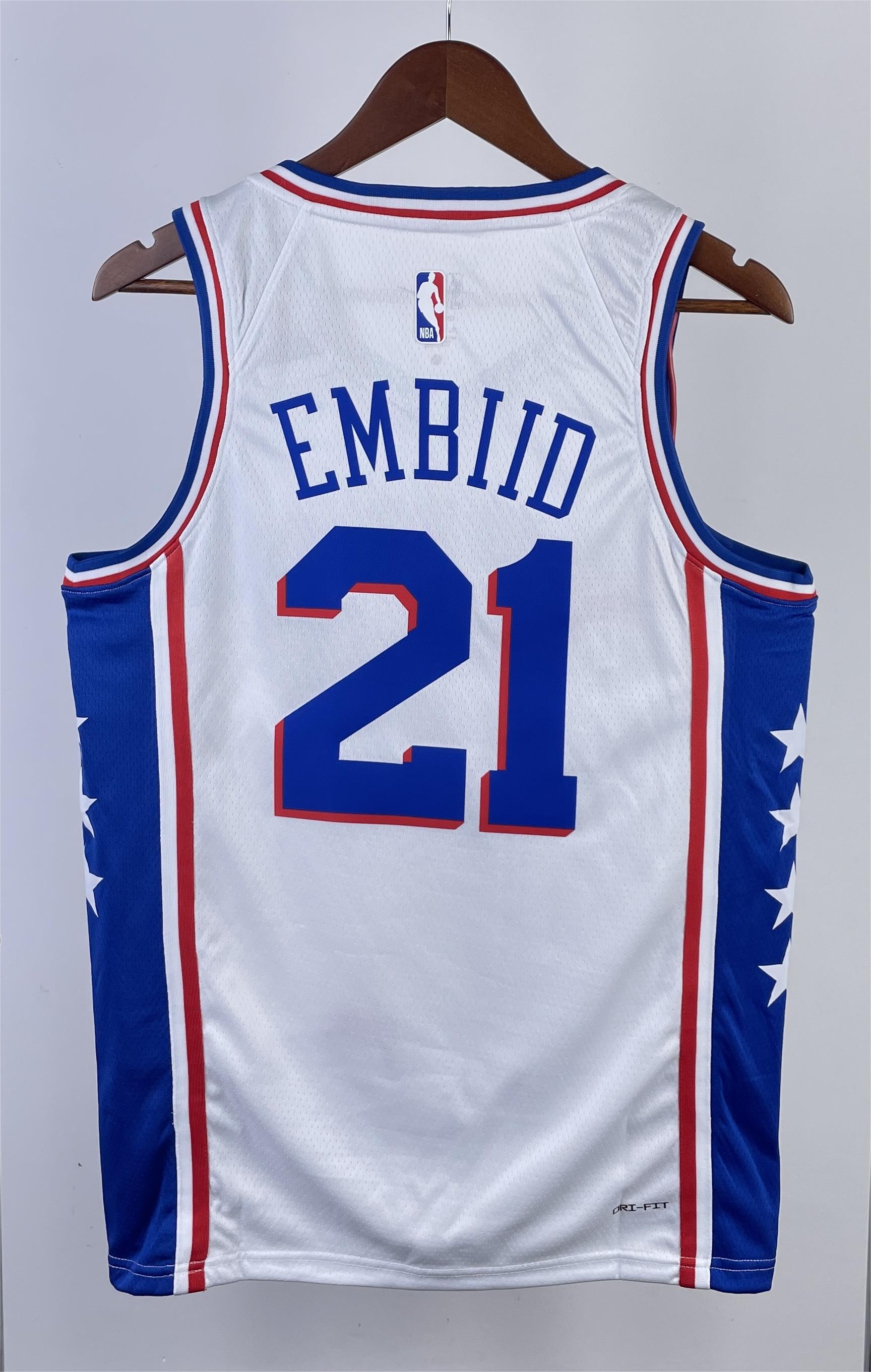 NBA Men 2023 Philadelphia 76ers White #21 EMBIID Swingman Jersey - leoleo123123