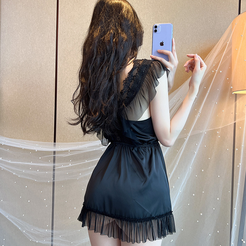 夜听香情感情趣内衣女睡裙小胸纯欲春秋款蕾丝吊带睡衣家居服427 - leoleo123123