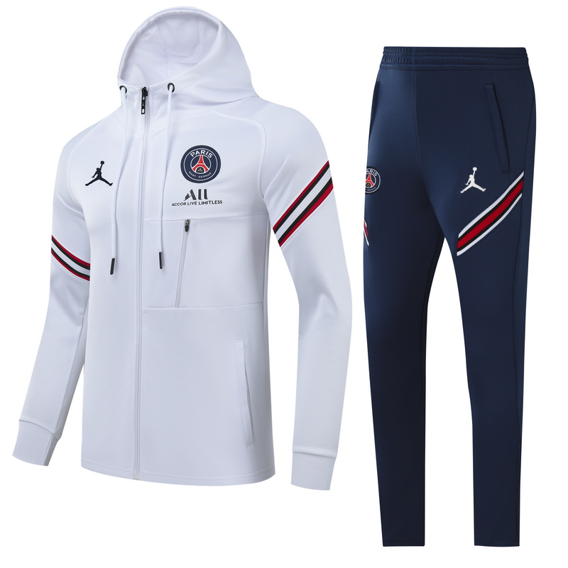 21/22 PSG White Jacket Tracksuit with Cap Thai Quality - leoleo123123