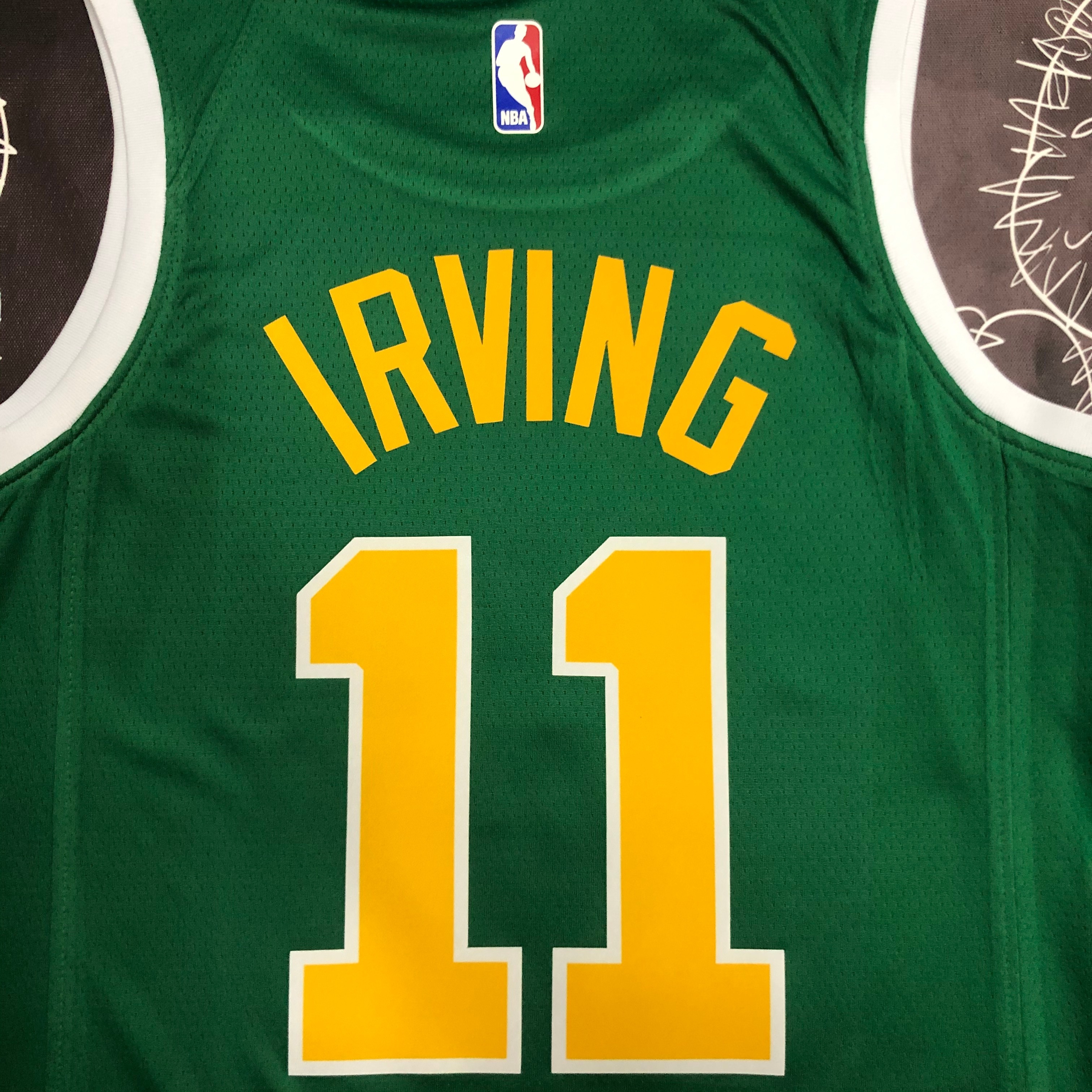NBA Men Boston Celtics Green with Gold Name #11 IRVING Jersey High Quality Name and Number Print - leoleo123123