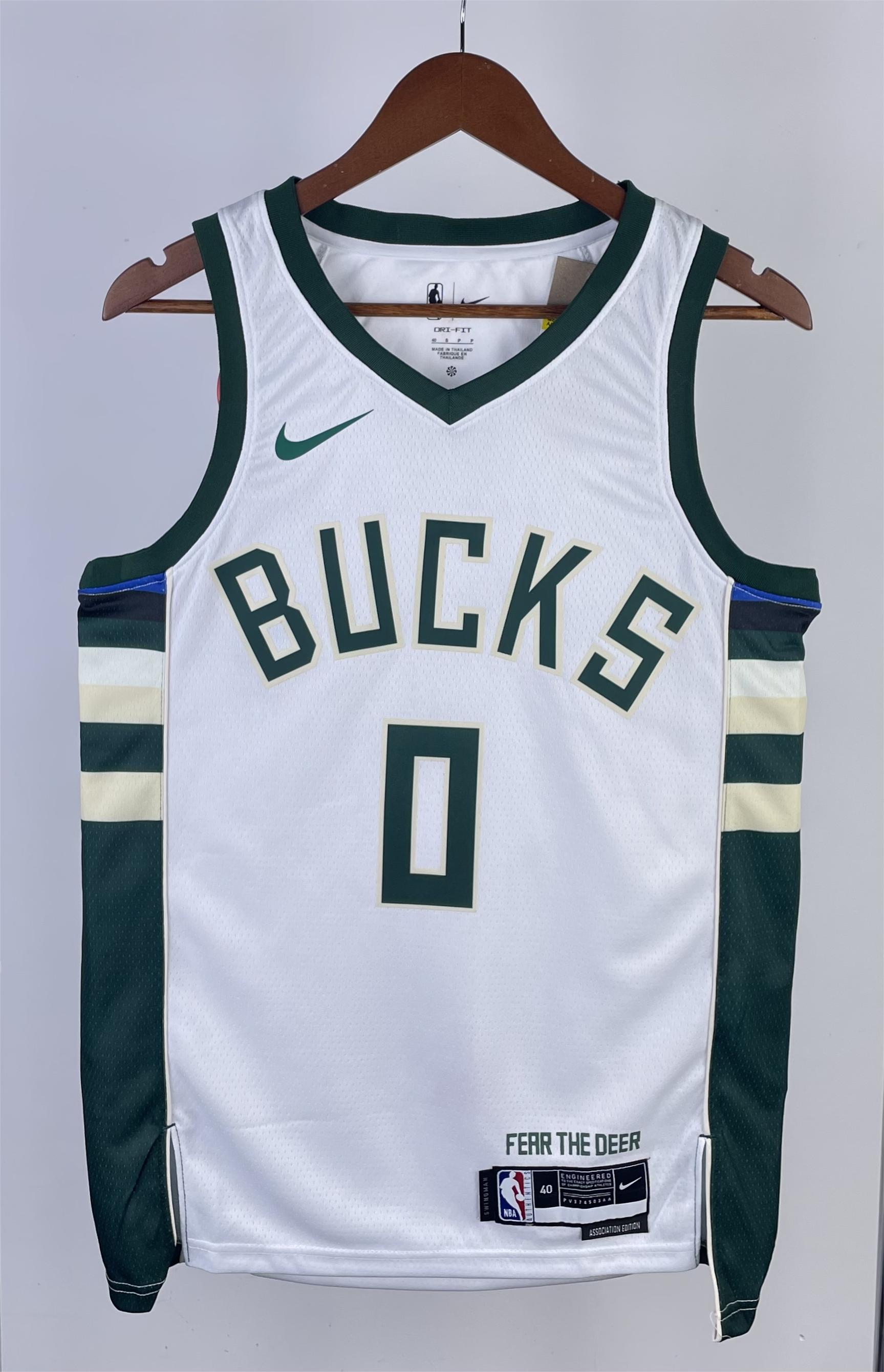 NBA Men 2023 Milwaukee Bucks White #0 LILLARD Jersey High Quality Name and Number Print - leoleo123123