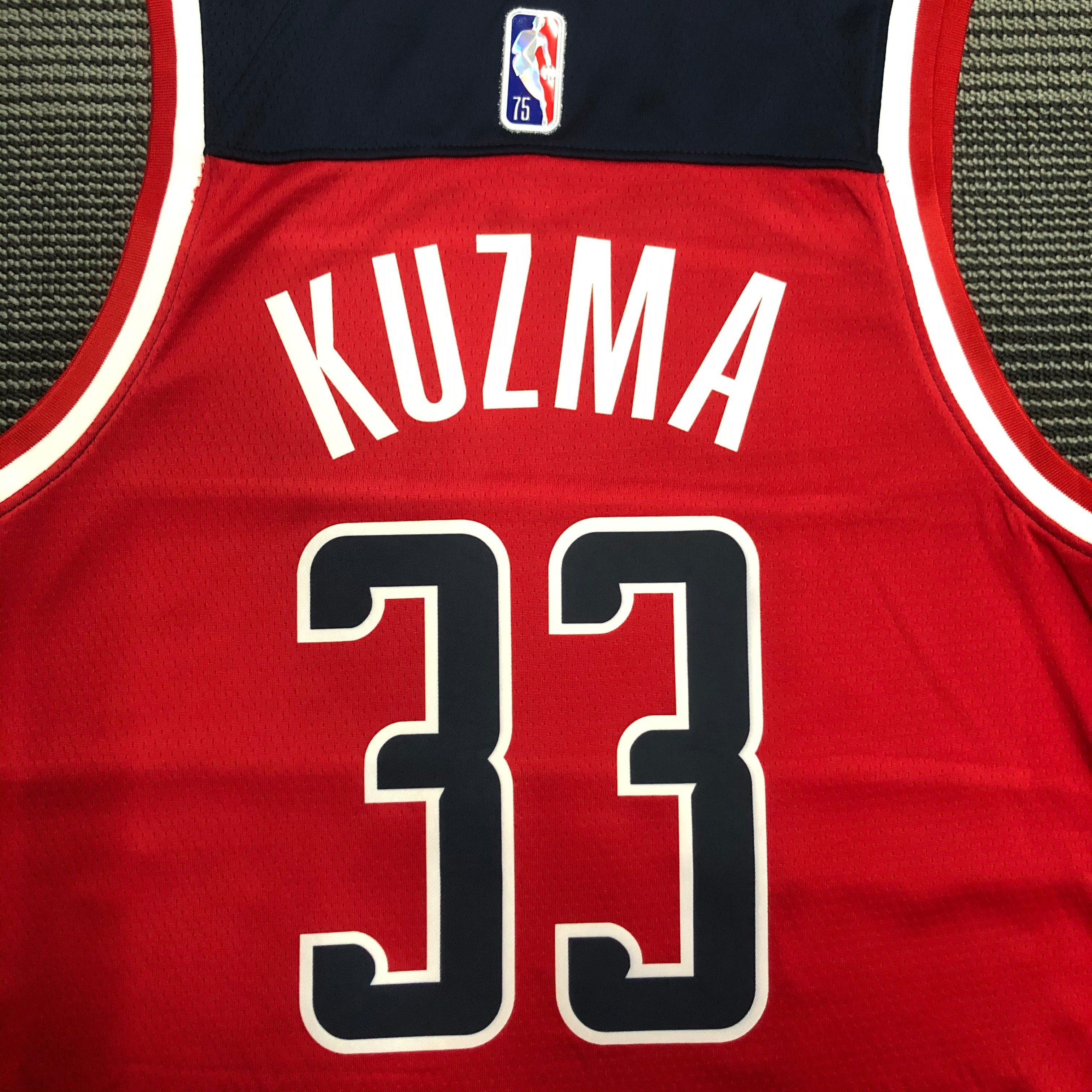 NBA 75th Anniversary Men Washington Wizards Red #33 KUZMA Jersey High Quality Name and Number Print - leoleo123123