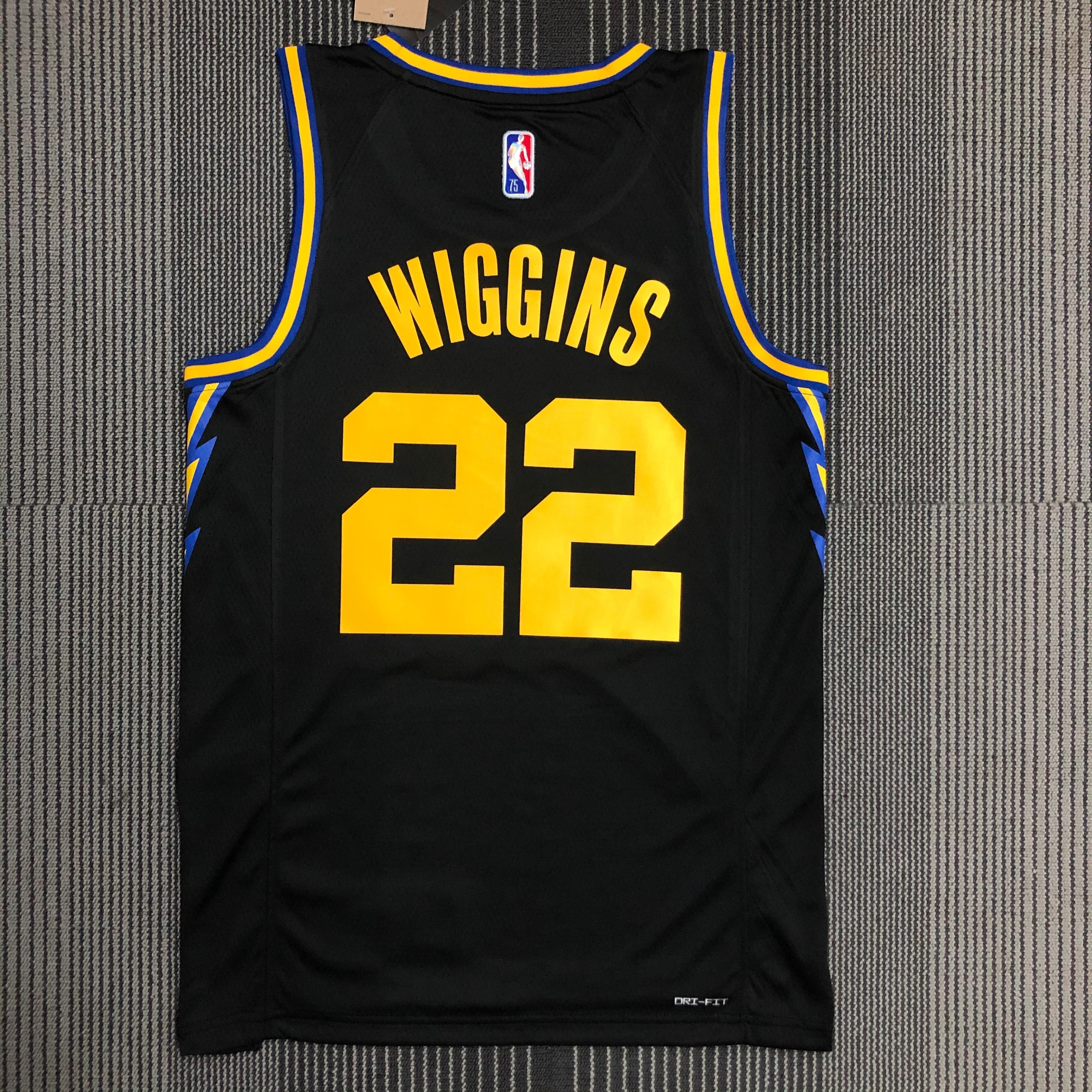 NBA Men 75th Anniversary Season 2022 Golden State Warriors Black #22 WIGGINS Jersey High Quality Name and Number Print - leoleo123123