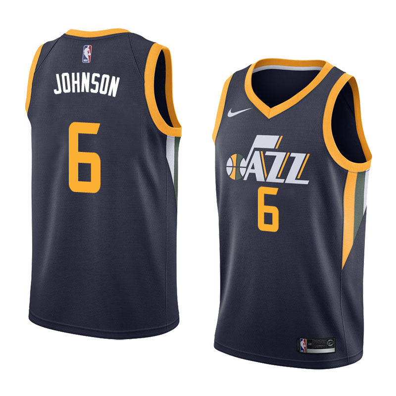 NBA Men Utah Jazz Dark Blue #6 JOHNSON Jersey High Quality Name and Number Print - leoleo123123