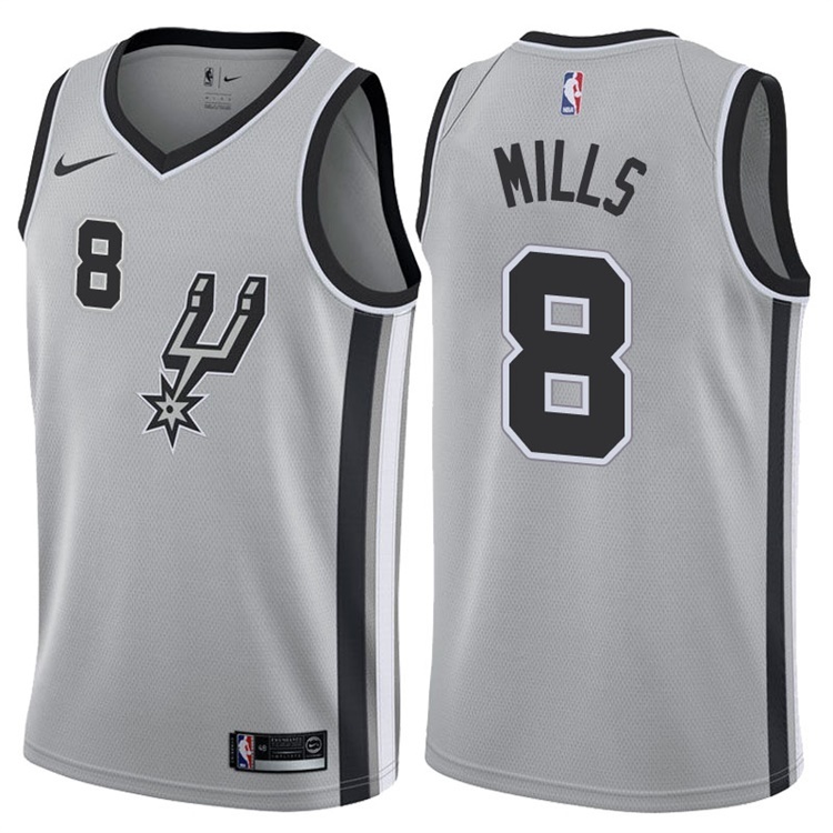 NBA Men San Antonio Spurs Grey #8 MILLS Jersey High Quality Name and Number Print - leoleo123123