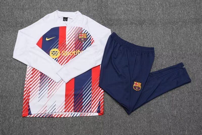 23/24 Barcelona White Red Sweater Tracksuit Thai Quality - leoleo123123