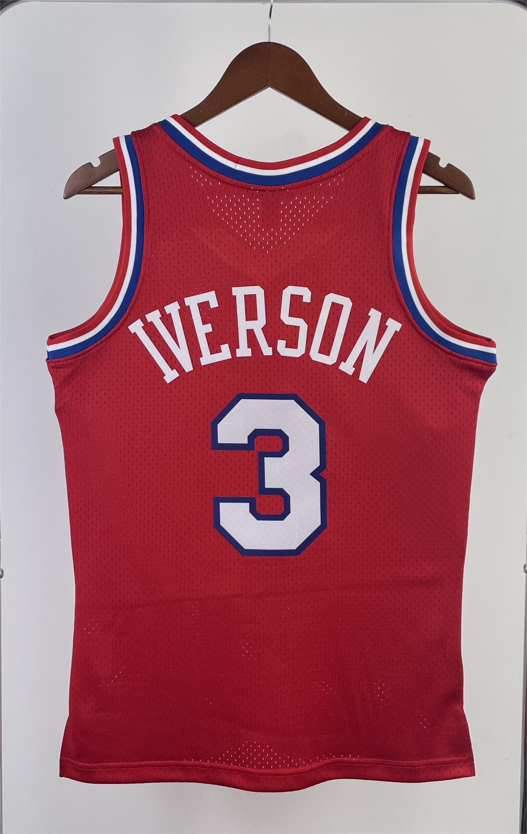 NBA Men 96-97 Youth Philadelphia 76ers Red #3 IVERSON Classics Swingman Jersey - leoleo123123