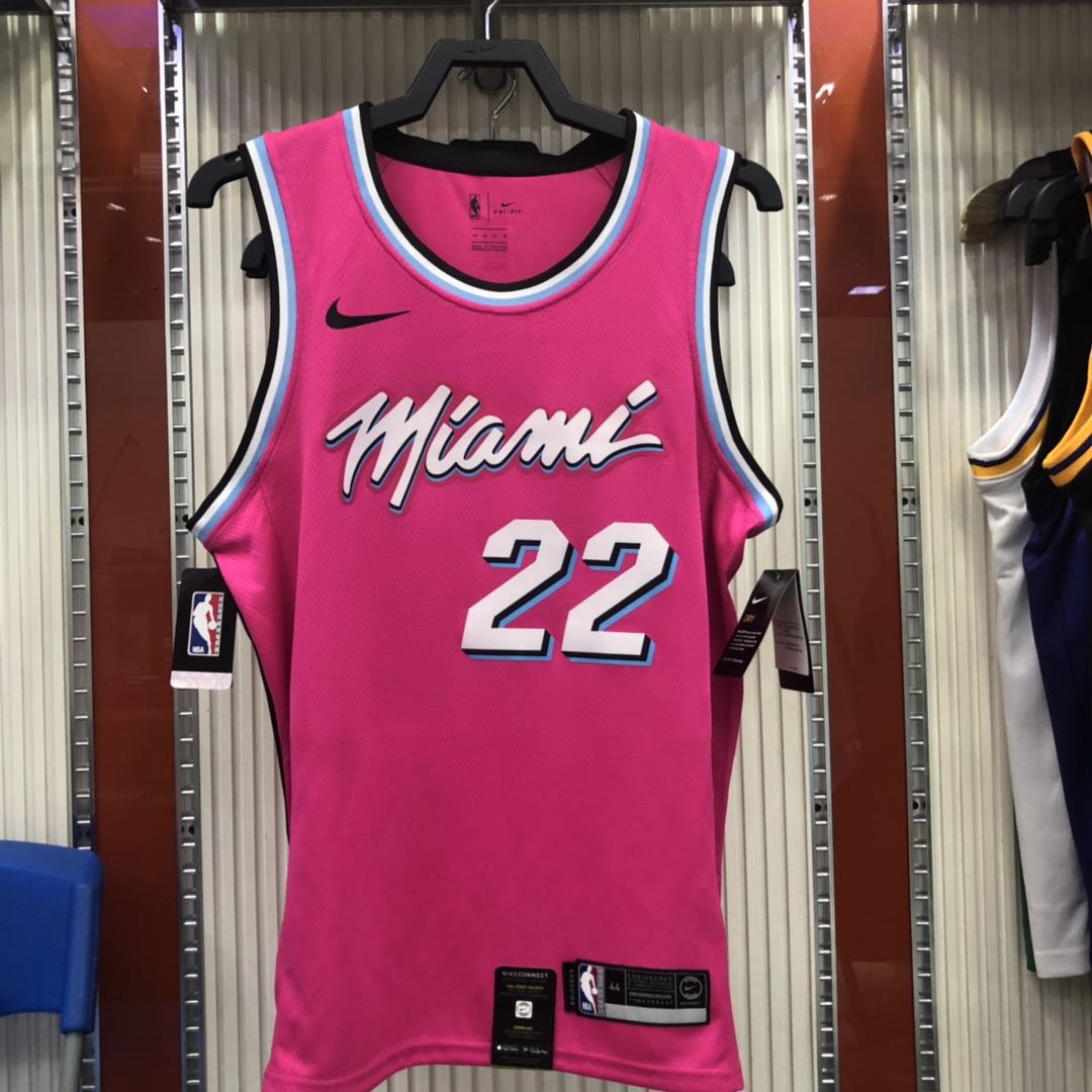 NBA Men Miami Heat Pink City #22 BUTLER Jersey High Quality Name and Number Print - leoleo123123