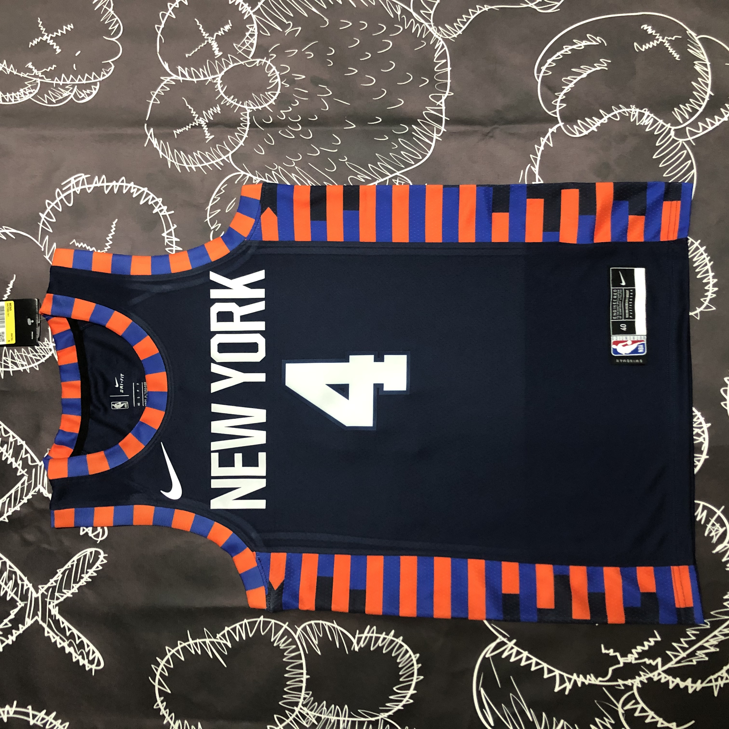 NBA Men New York Knicks Dark Blue #4 ROSE Jersey High Quality Name and Number Print - leoleo123123