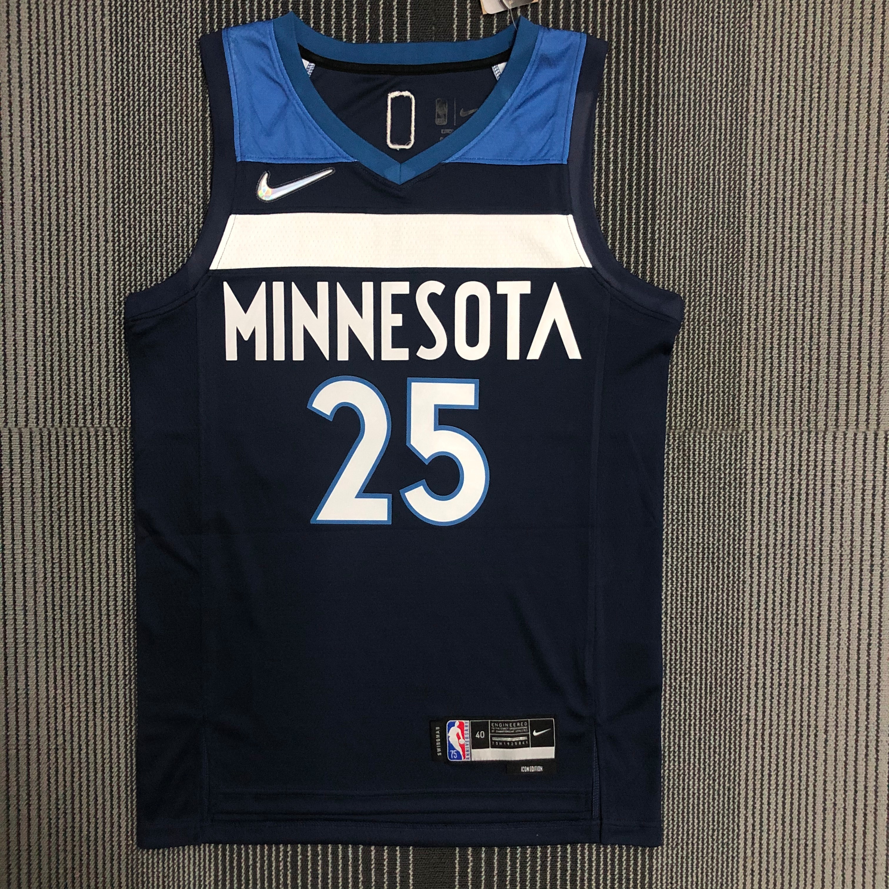 NBA Men 75th Anniversary Minnesota Timberwolves Dark Blue #25 ROSE Jersey High Quality Name and Number Print - leoleo123123
