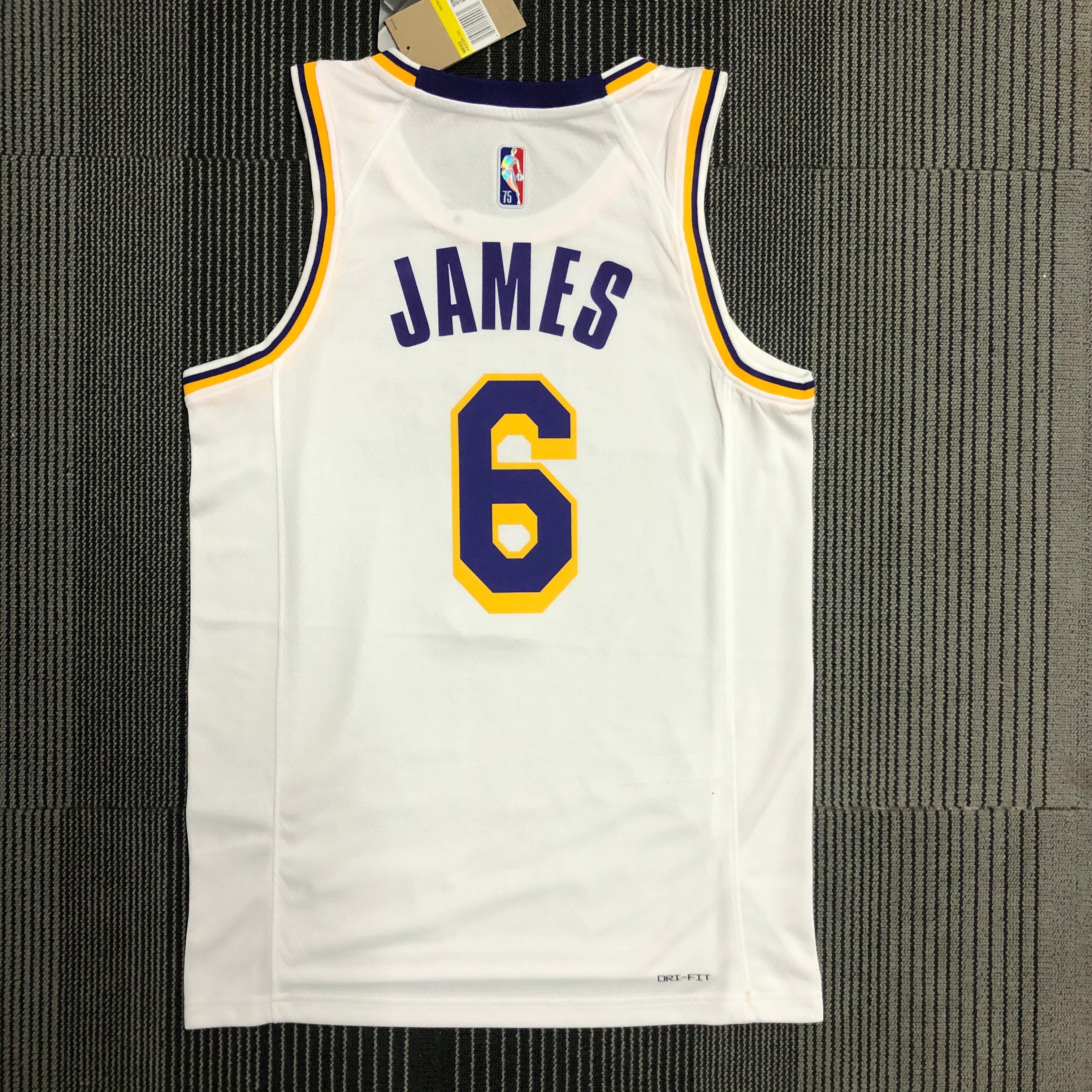 NBA 75th Anniversary Los Angeles Lakers White Round Neck #6 JAMES Jersey High Quality Name and Number Print - leoleo123123