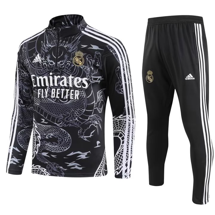 23/24 Real Madrid Black Sweater Tracksuit Thai Quality - leoleo123123