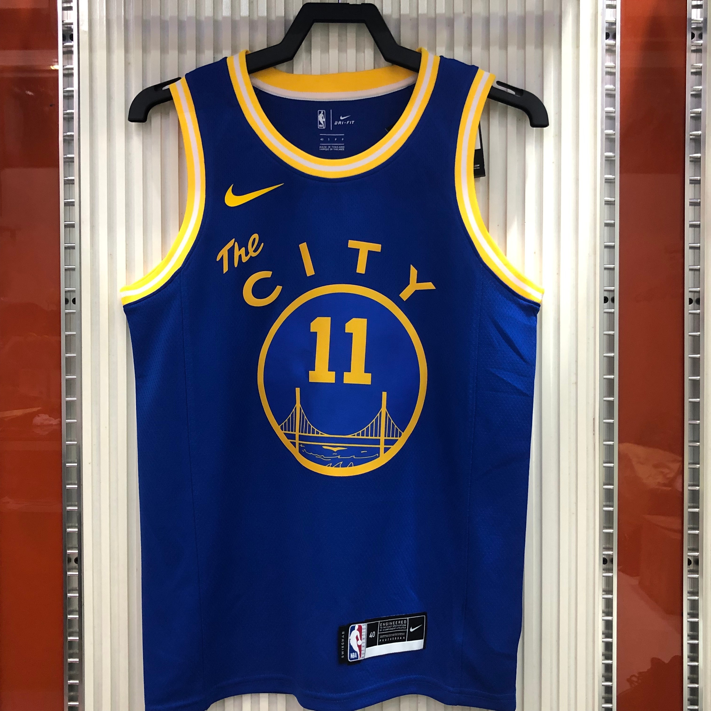 NBA Men Season 2021 Golden State Warriors the City Blue #11 THOMPSON Jersey High Quality Name and Number Print - leoleo123123