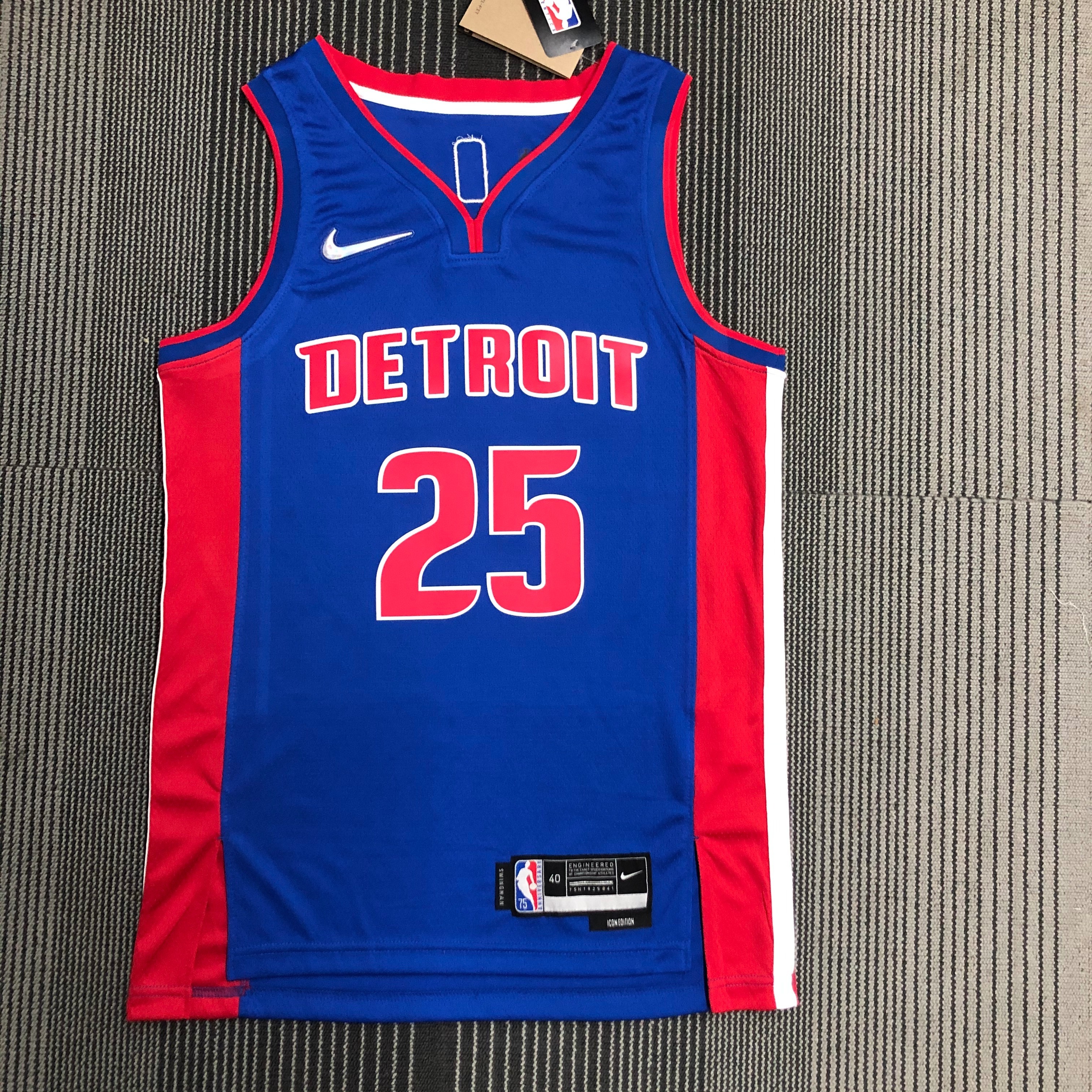 NBA 75th Anniversary Detroit Pistons Blue #25 ROSE Jersey High Quality Name and Number Print - leoleo123123