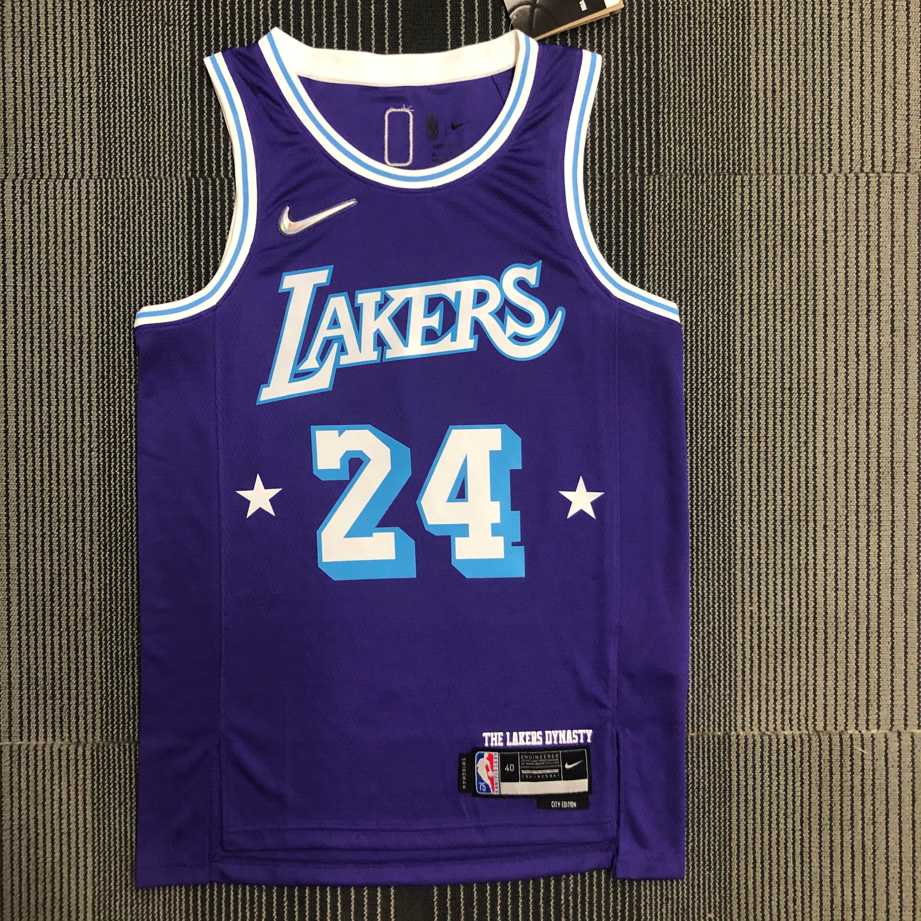 NBA Season 2022 75th Anniversary Los Angeles Lakers Purple Round Neck #24 BRYANT Jersey High Quality Name and Number Print - leoleo123123