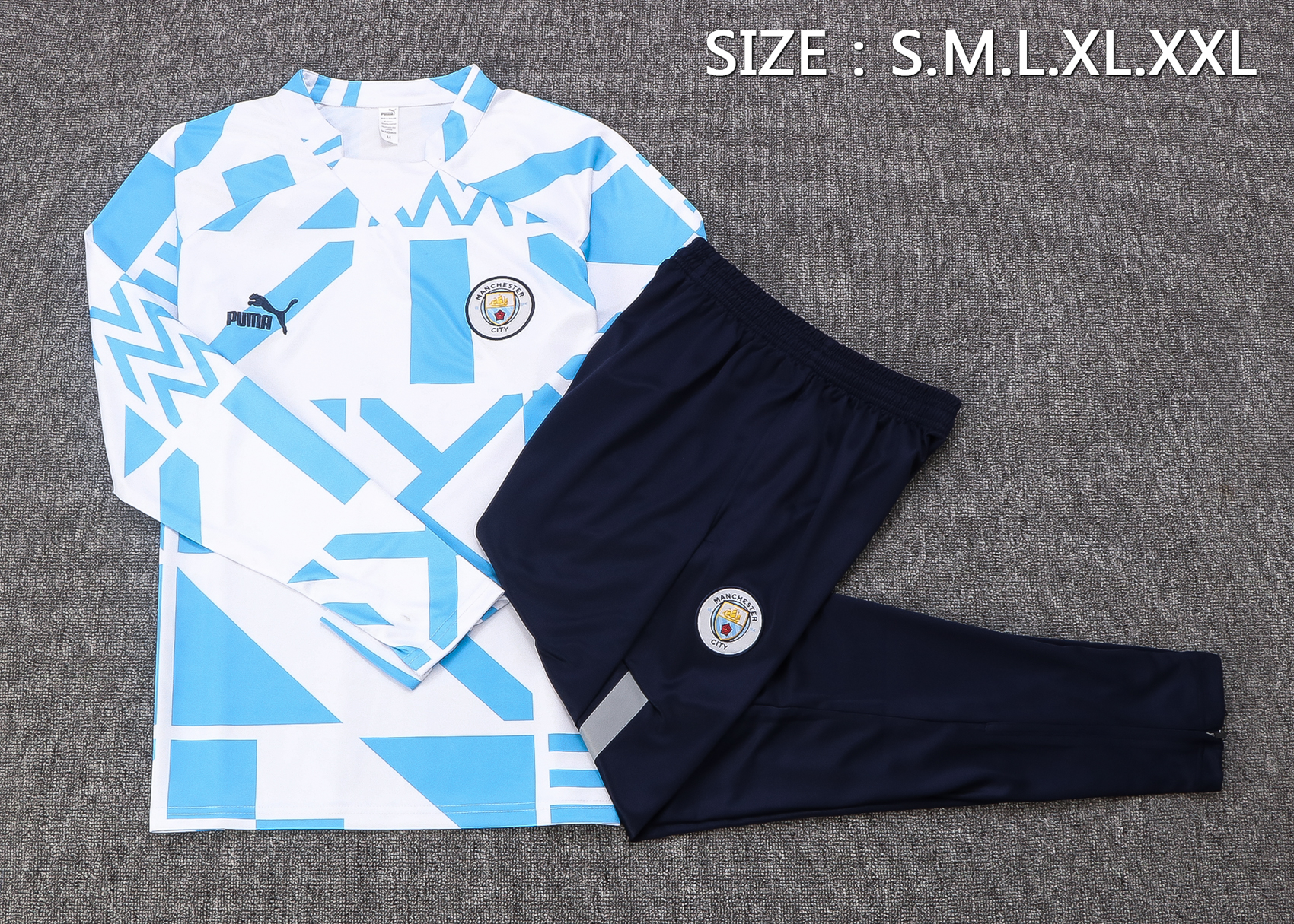 22/23 Man City White Sweater Tracksuit with Ink-jet Printing Thai Quality - leoleo123123