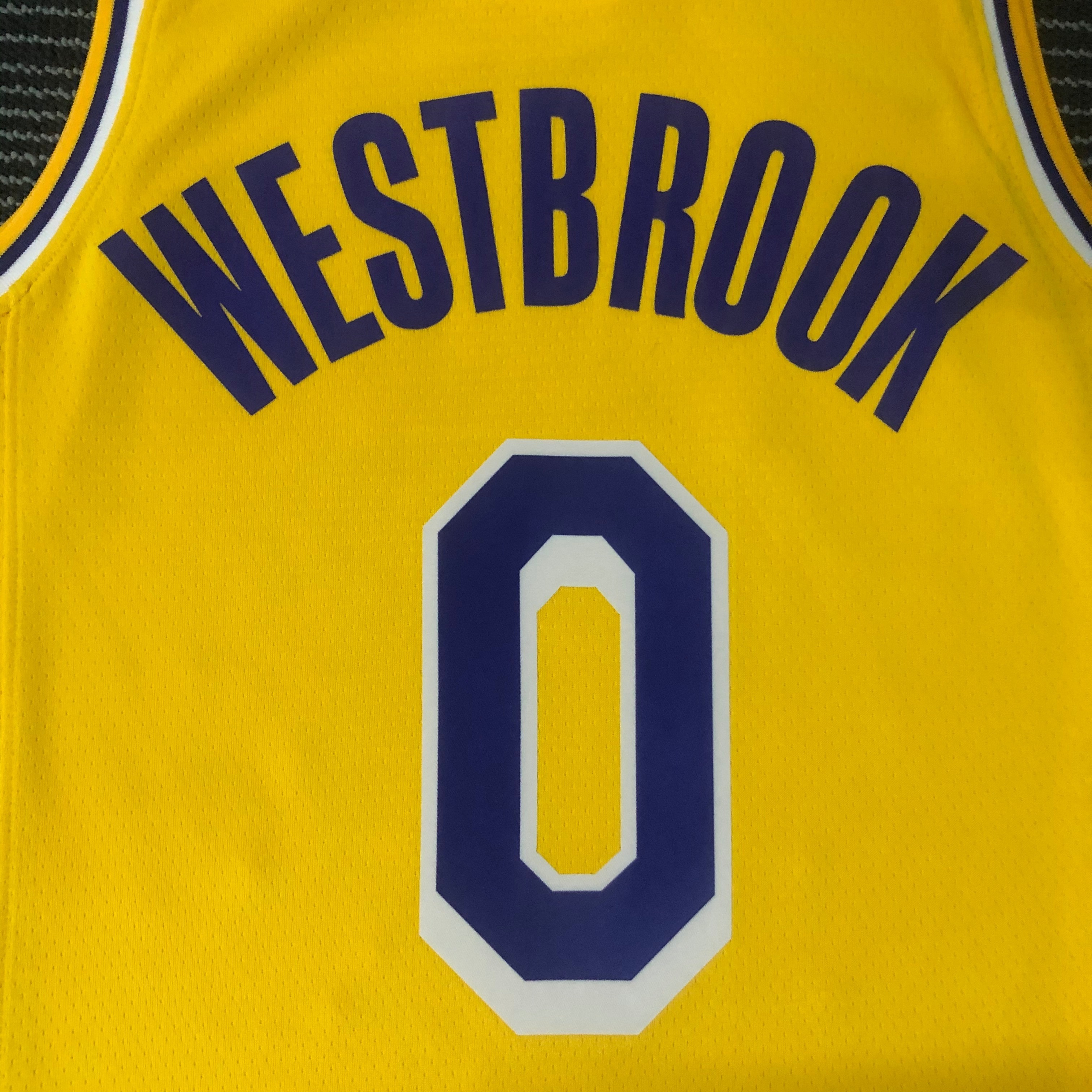 NBA 75th Anniversary Los Angeles Lakers Yellow Round Neck #0 WESTBROOK Jersey High Quality Name and Number Print - leoleo123123