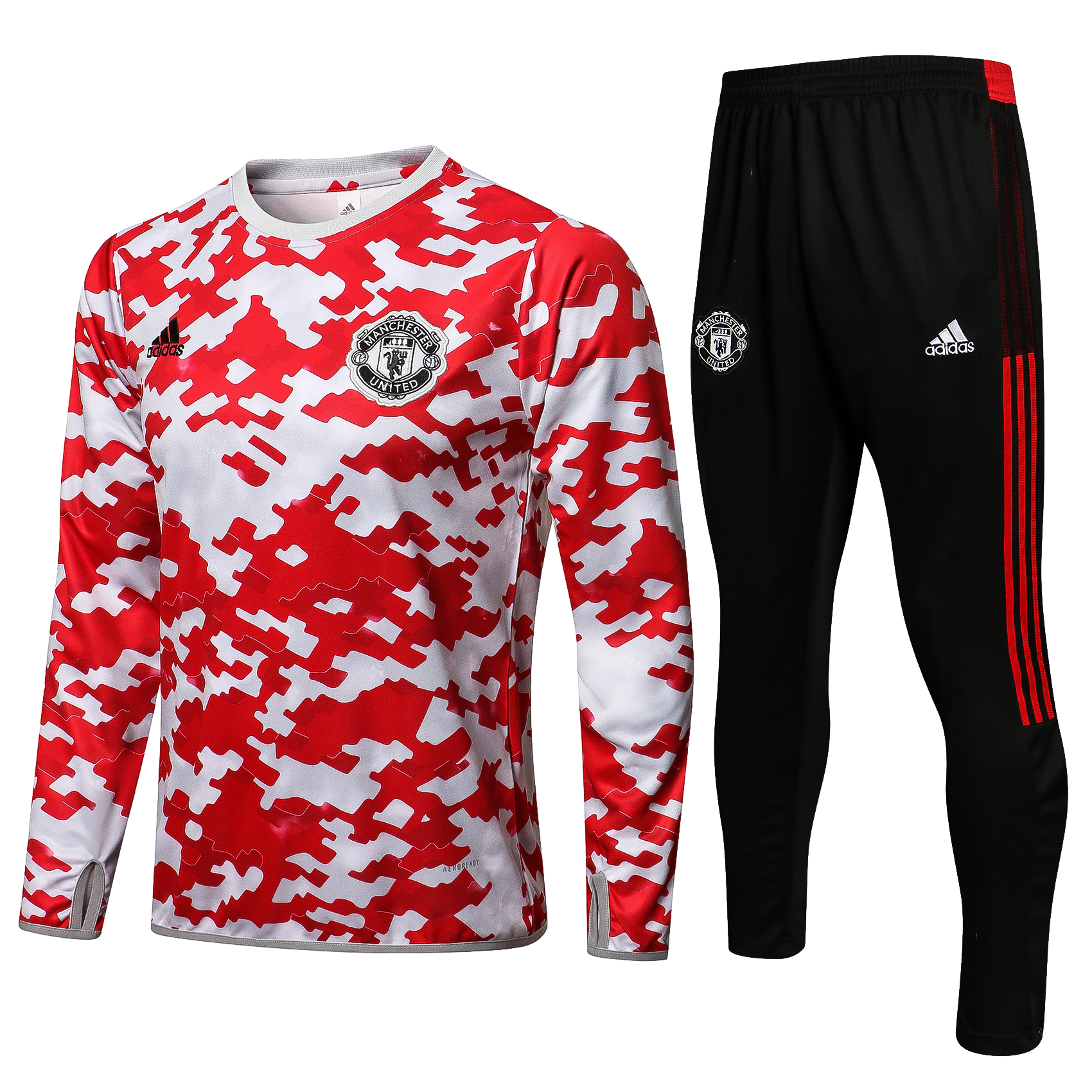 21-22 Man United Red Round Collar Sweater Tracksuit Thai Quality - leoleo123123