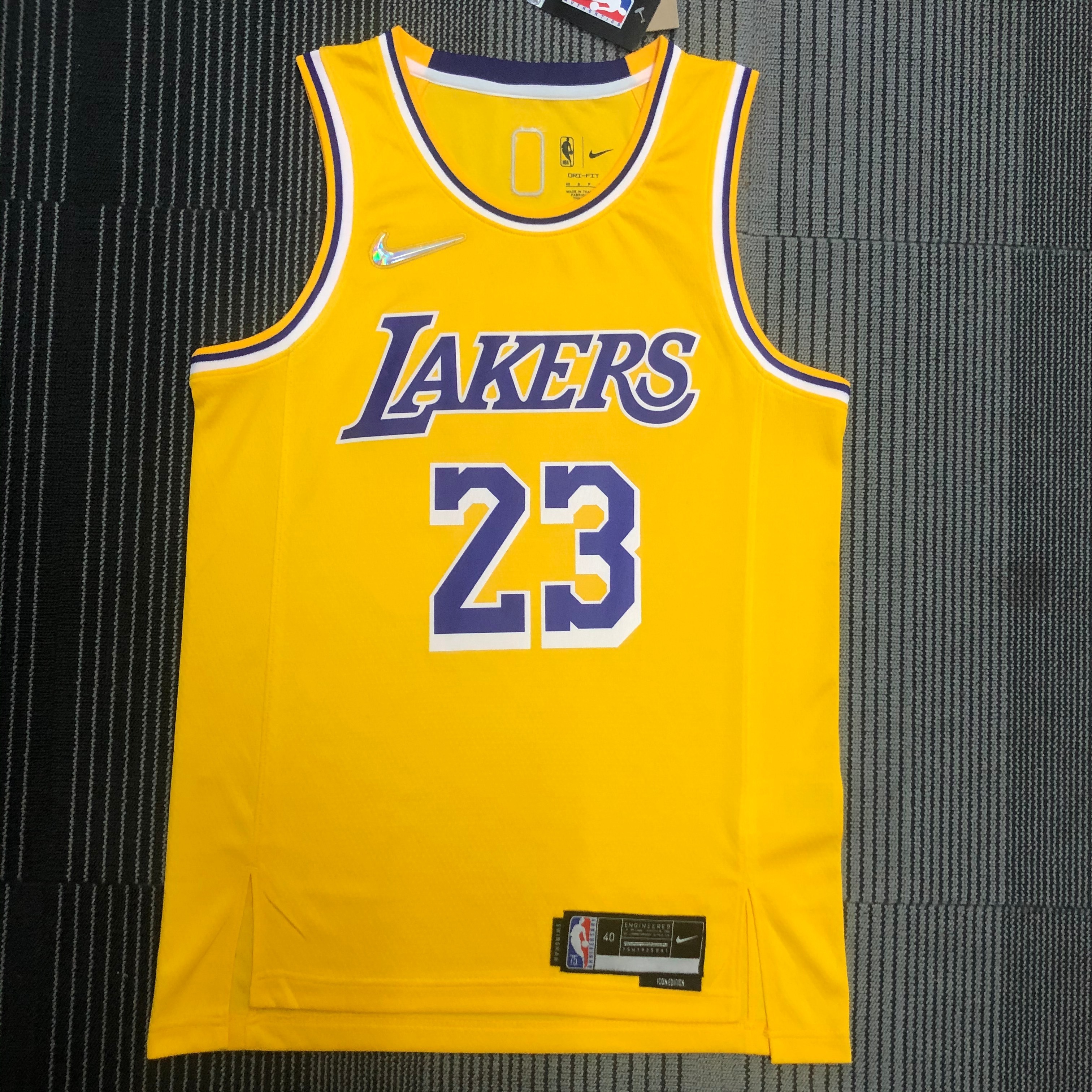 NBA 75th Anniversary Los Angeles Lakers Yellow Round Neck #23 JAMES Jersey High Quality Name and Number Print - leoleo123123