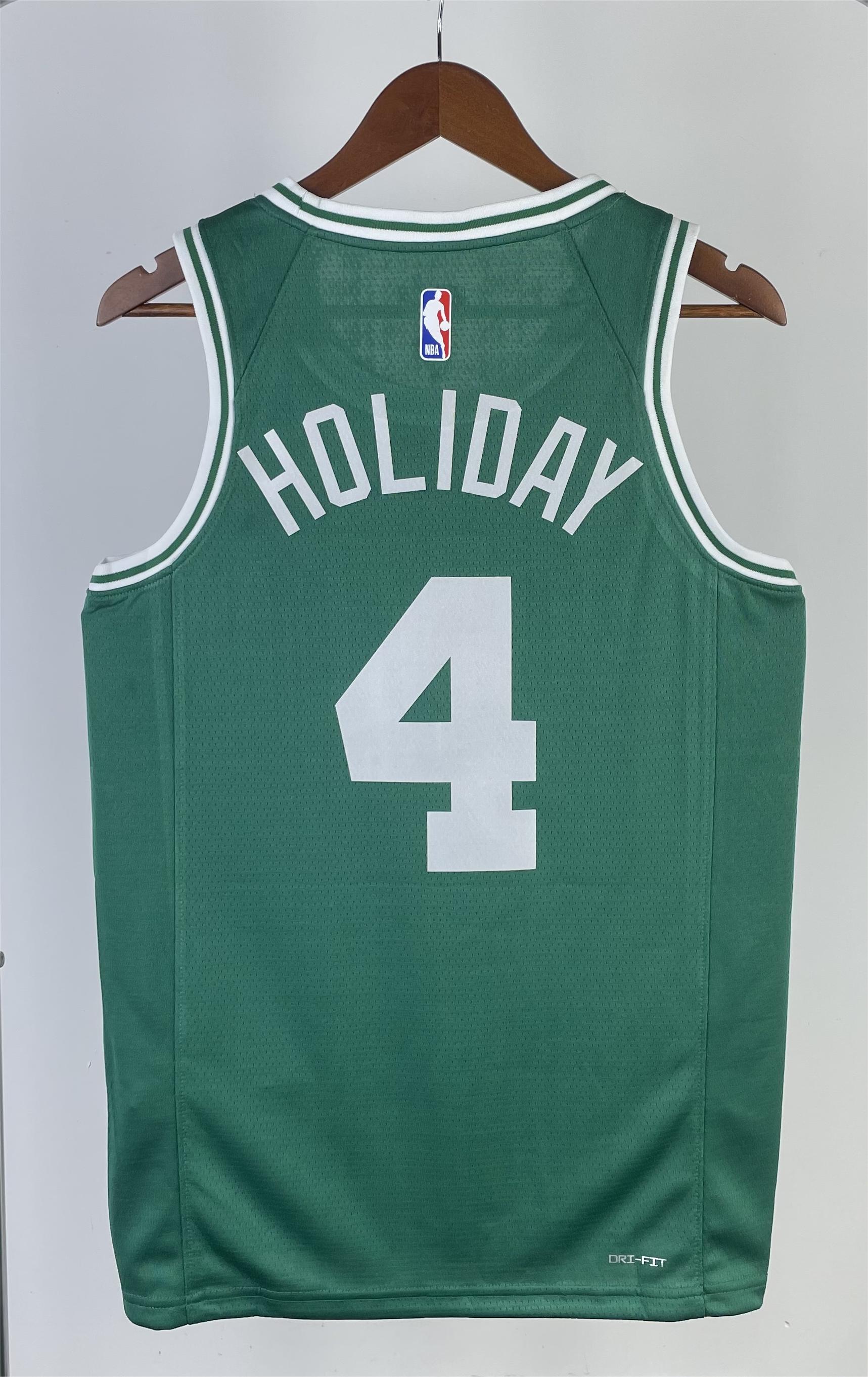 NBA Men Season 2023 Boston Celtics Green #4 HOLIDAY Jersey High Quality Name and Number Print - leoleo123123