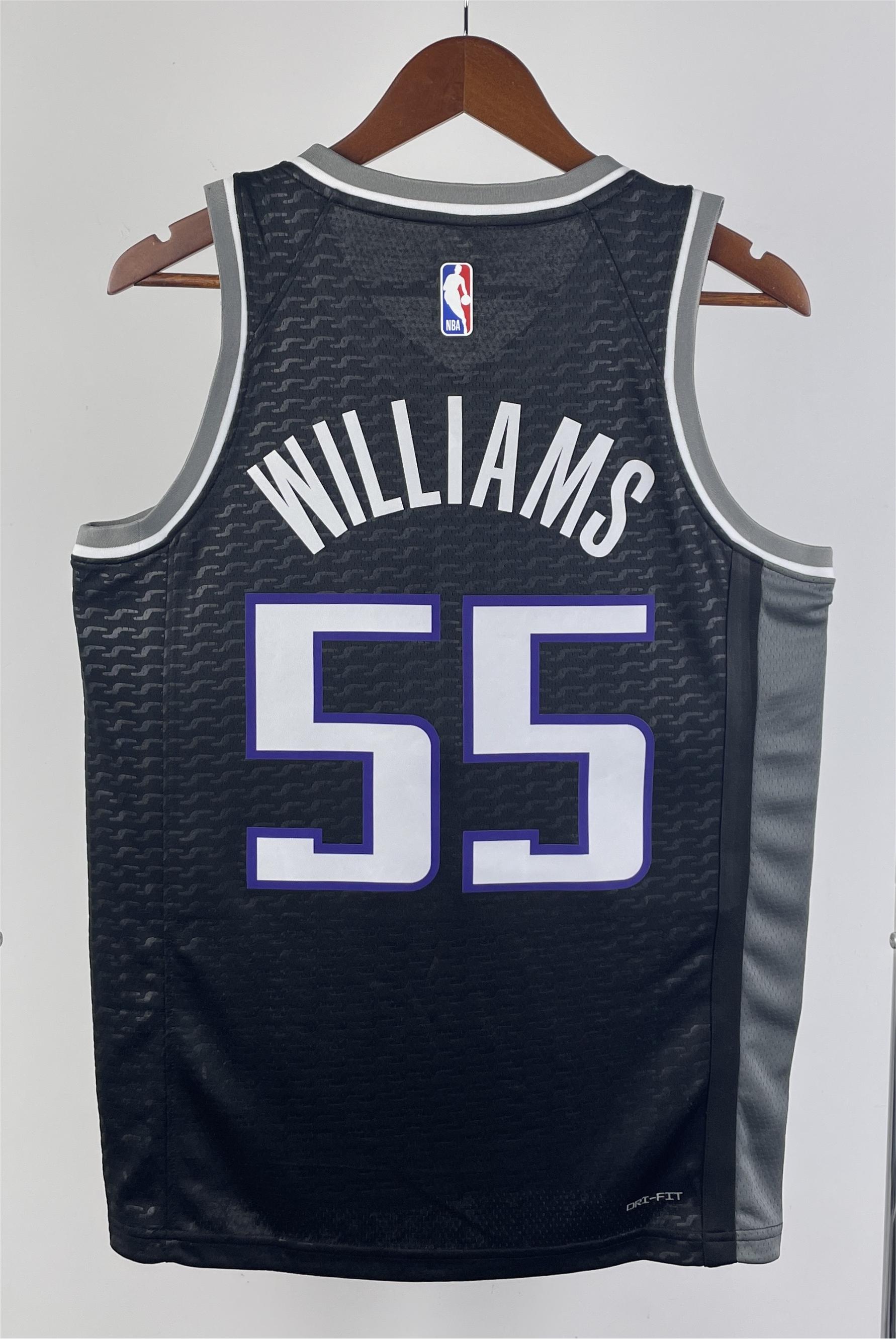 NBA Men 2023 Sacramento Kings Black with Jordan Logo #55 WILLIAMS Jersey High Quality Name and Number Print - leoleo123123