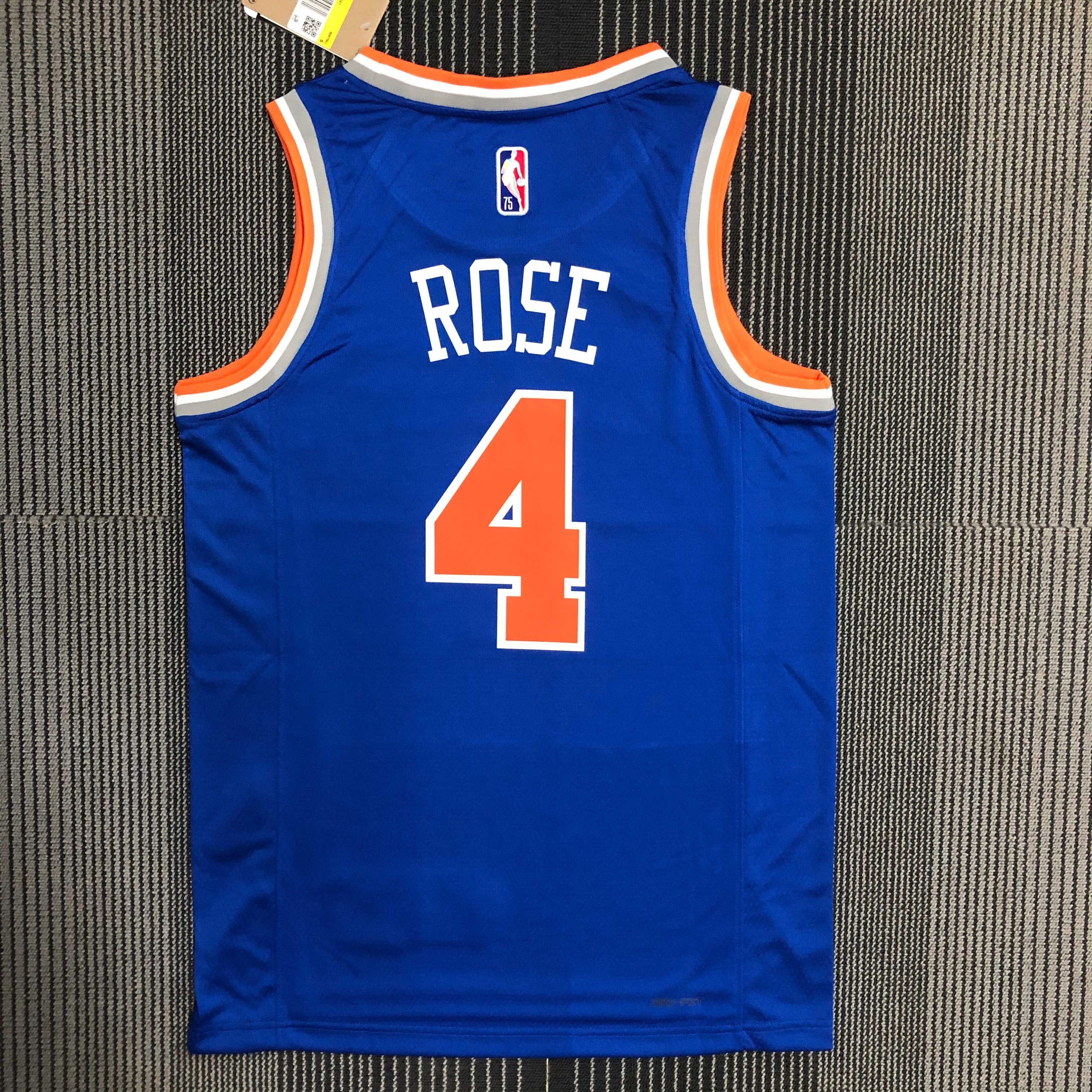 NBA Men 75th Anniversary New York Knicks Blue #4 ROSE Jersey High Quality Name and Number Print - leoleo123123